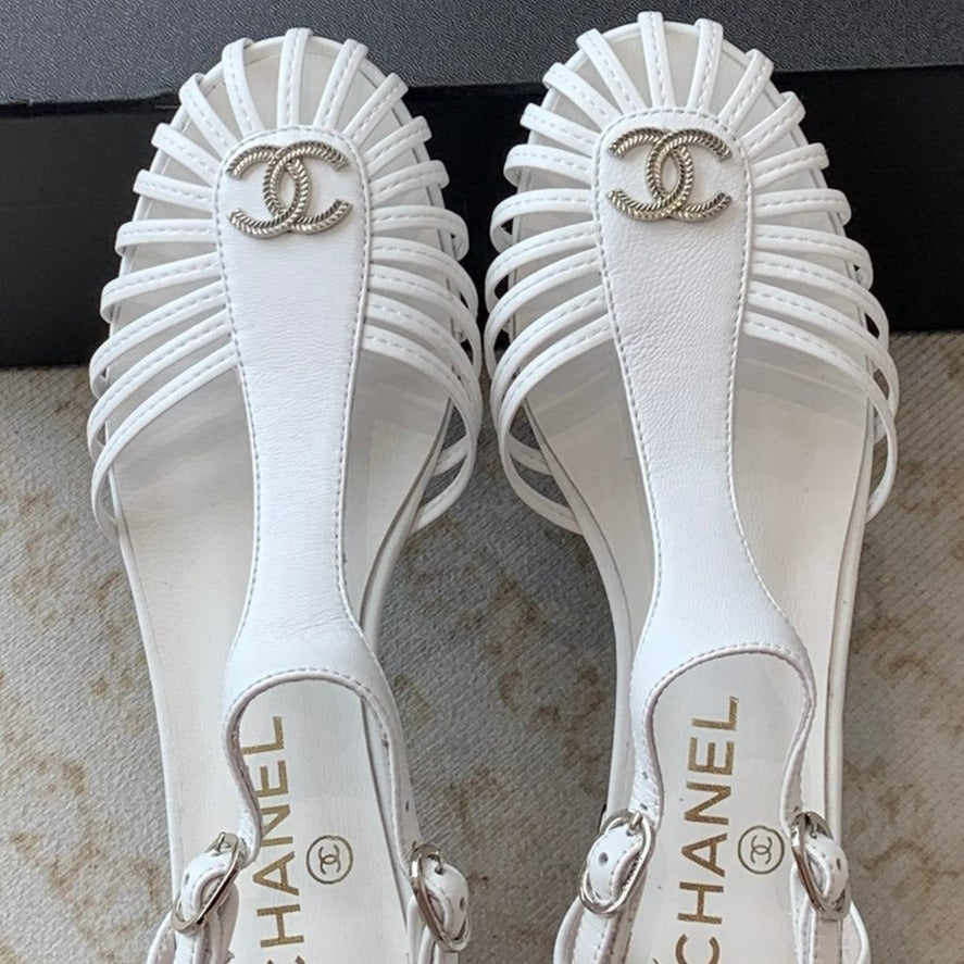 roman sandals wedge white lambskin