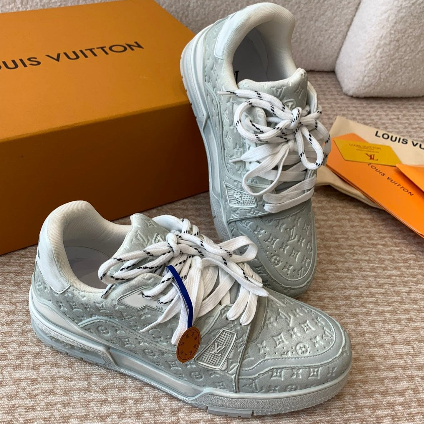 LV Trainer Sneaker 30mm Blue Gray Cowhide
