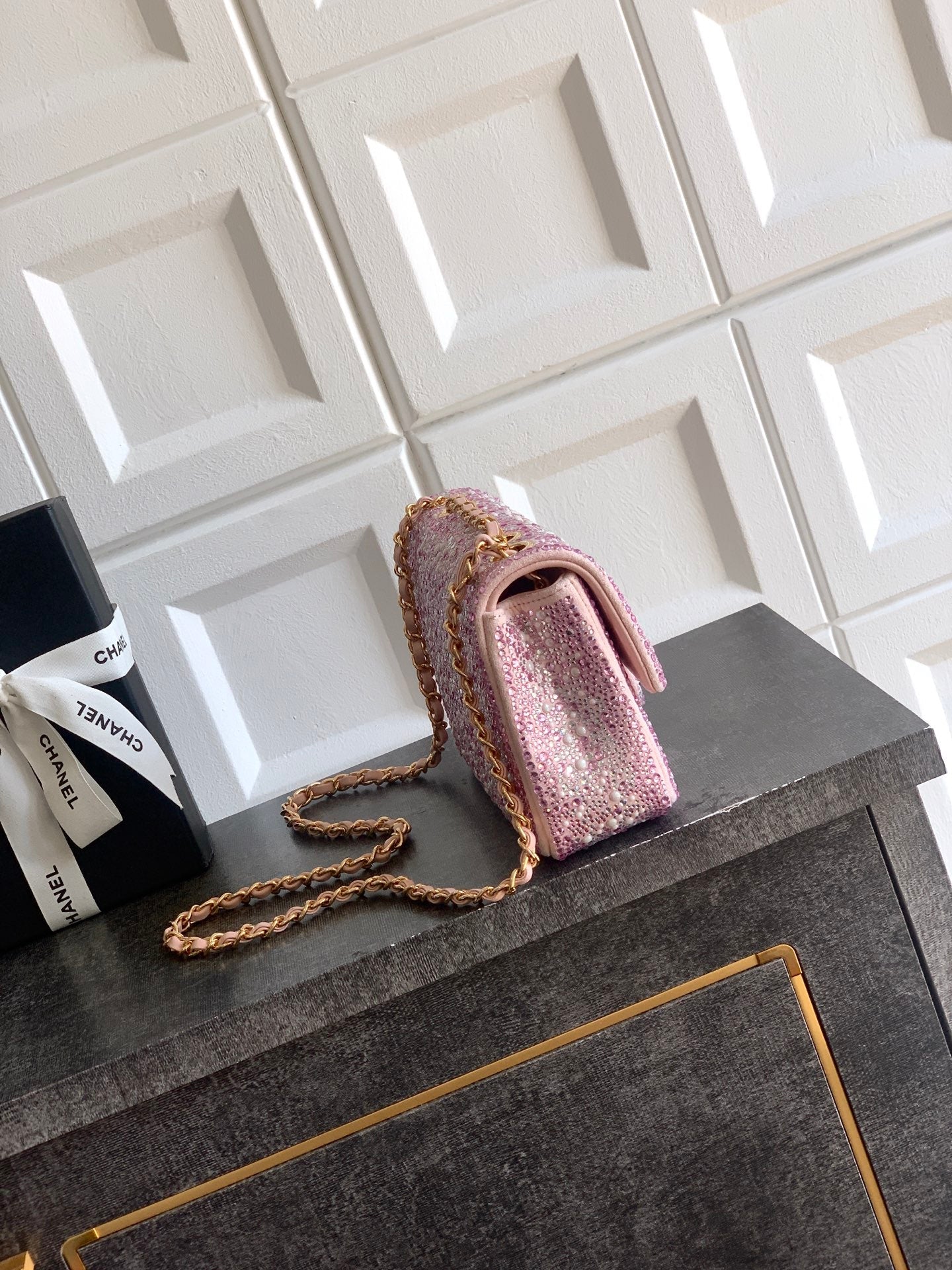 Chanel 2026 Flap Bag 20cm Pink Sequin Leather 348828