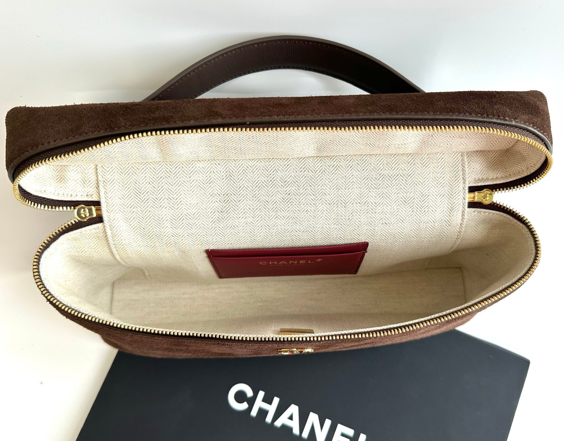 Chanel 2026 Vanity Bag With Chain Suede Leather