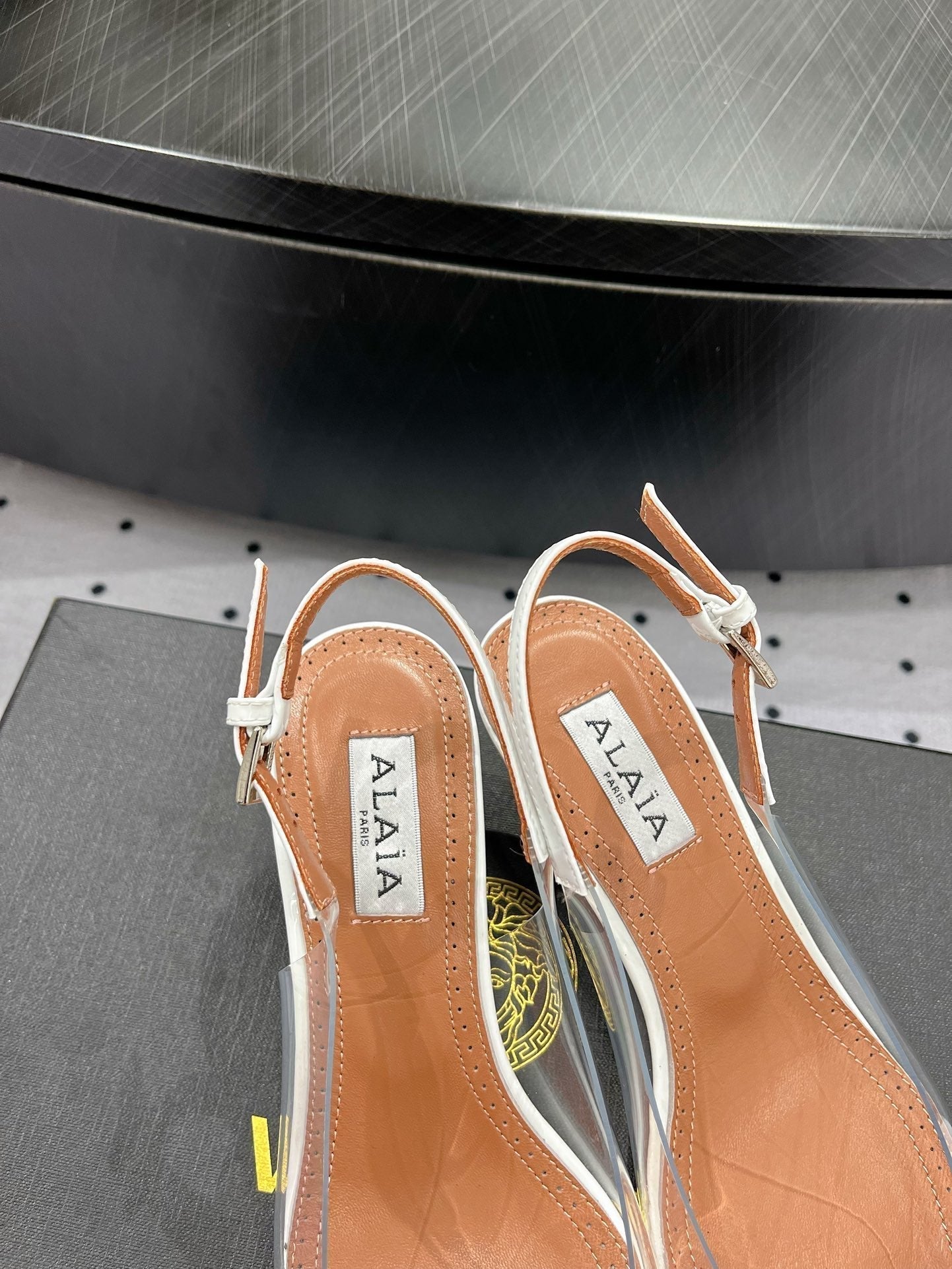 Alaila Le CÅ“ur Slingbacks 60mm In White Glossy Lambskin 954827
