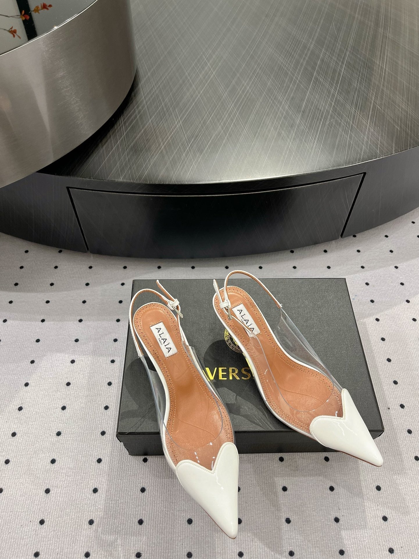 Alaila Le CÅ“ur Slingbacks 60mm In White Glossy Lambskin 954827