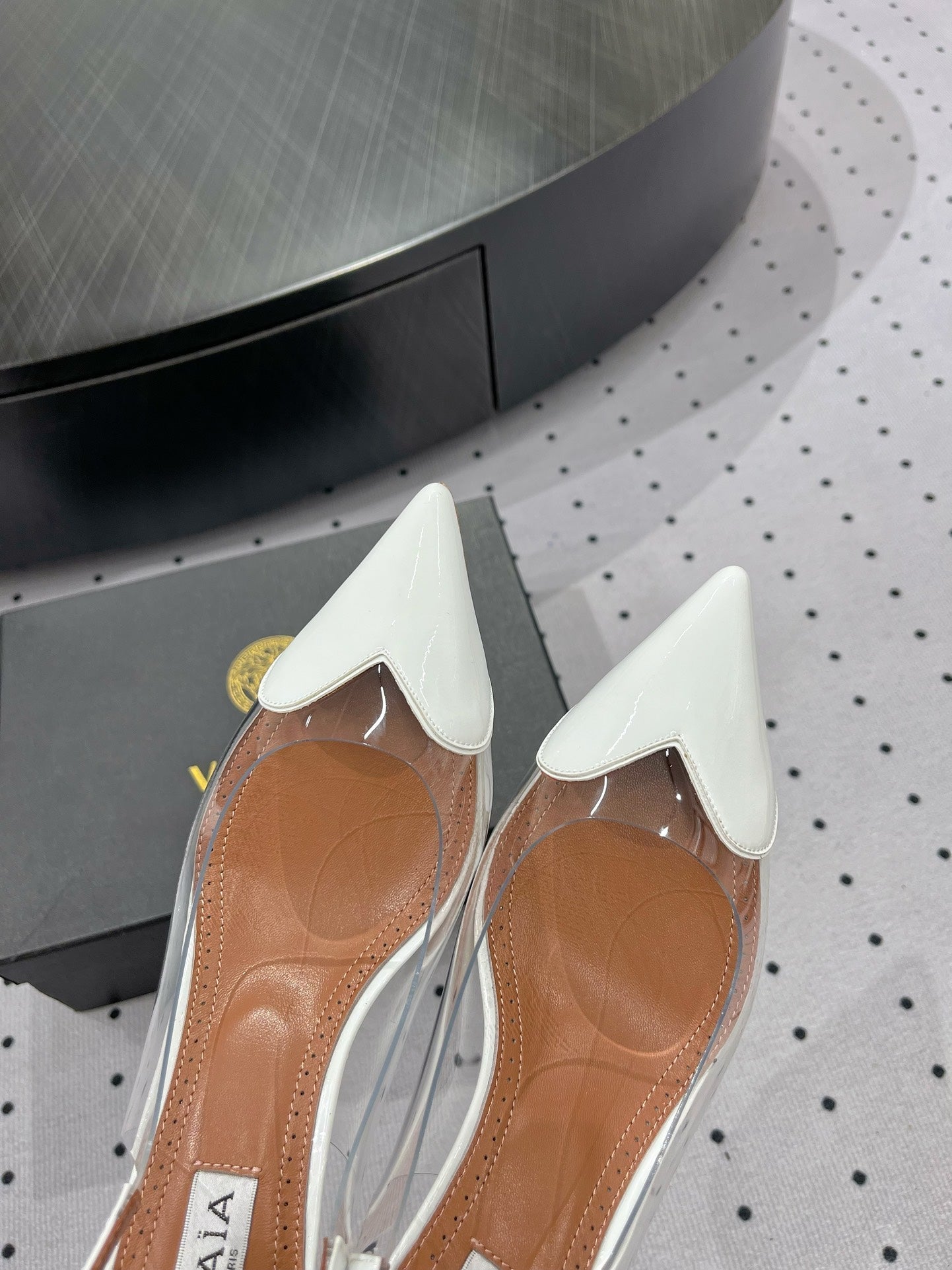 Alaila Le CÅ“ur Slingbacks 60mm In White Glossy Lambskin 954827