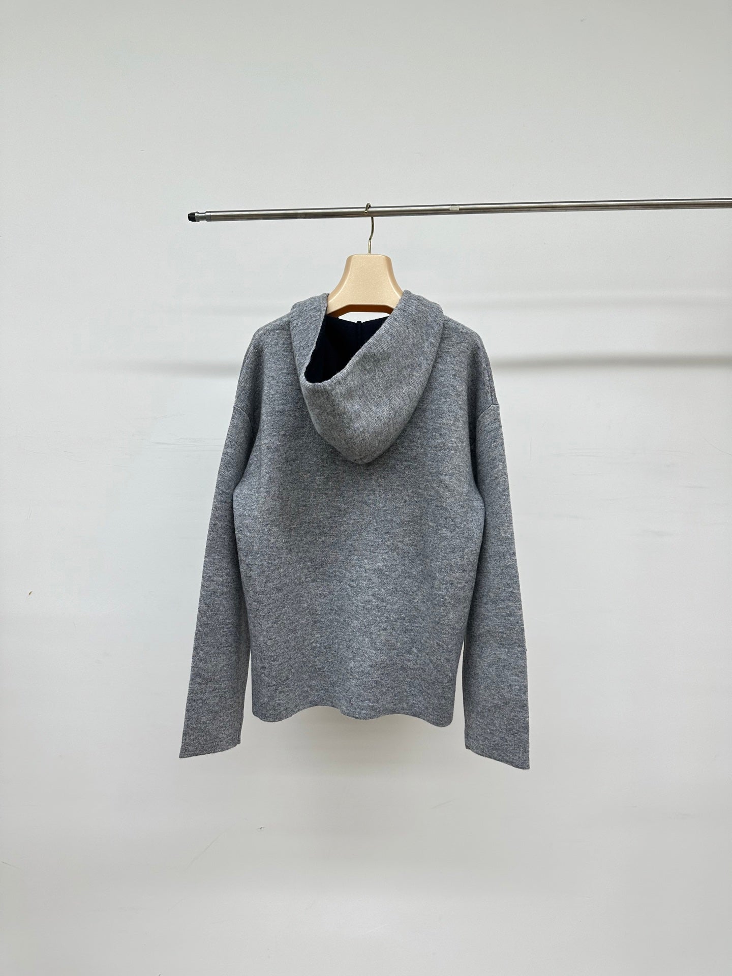 Miumiu 2026 Hooded Knit Cardigan Grey Cashmere