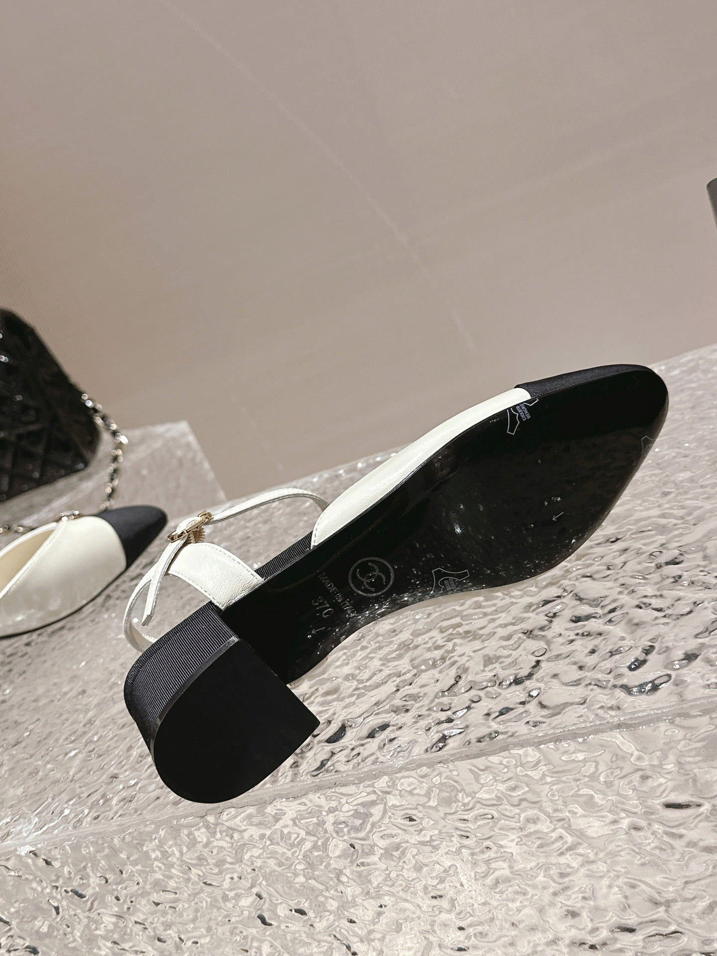 slingbacks 45 white black lambskin grosgrain