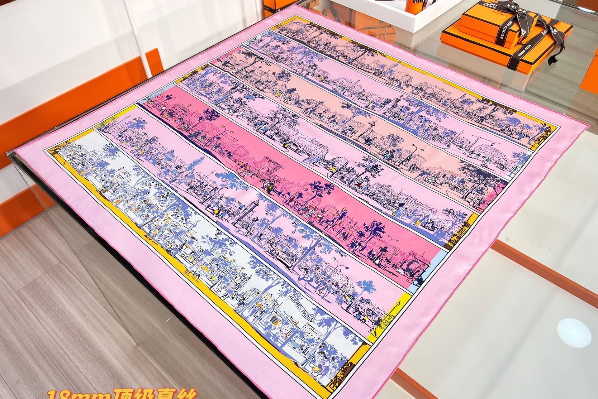 HM 26s Knitting Scarf 90 Pink Blue Colorful Mulberry Silk 147545