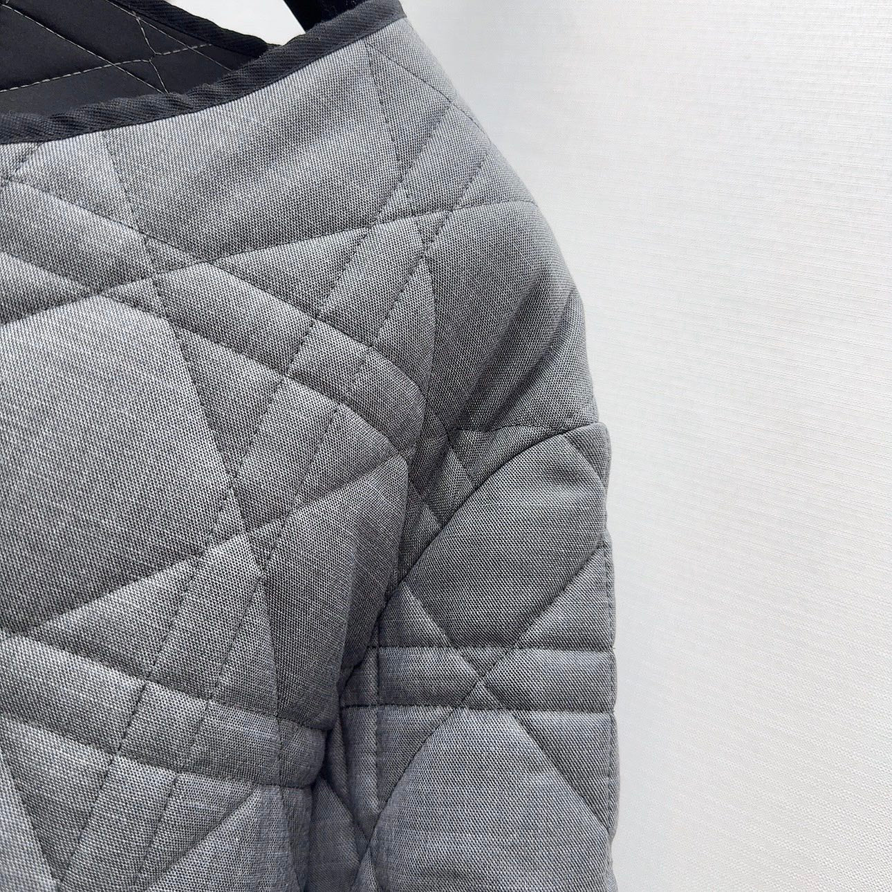 CD 25 Plaid Quilted Jacket Grey Cotton