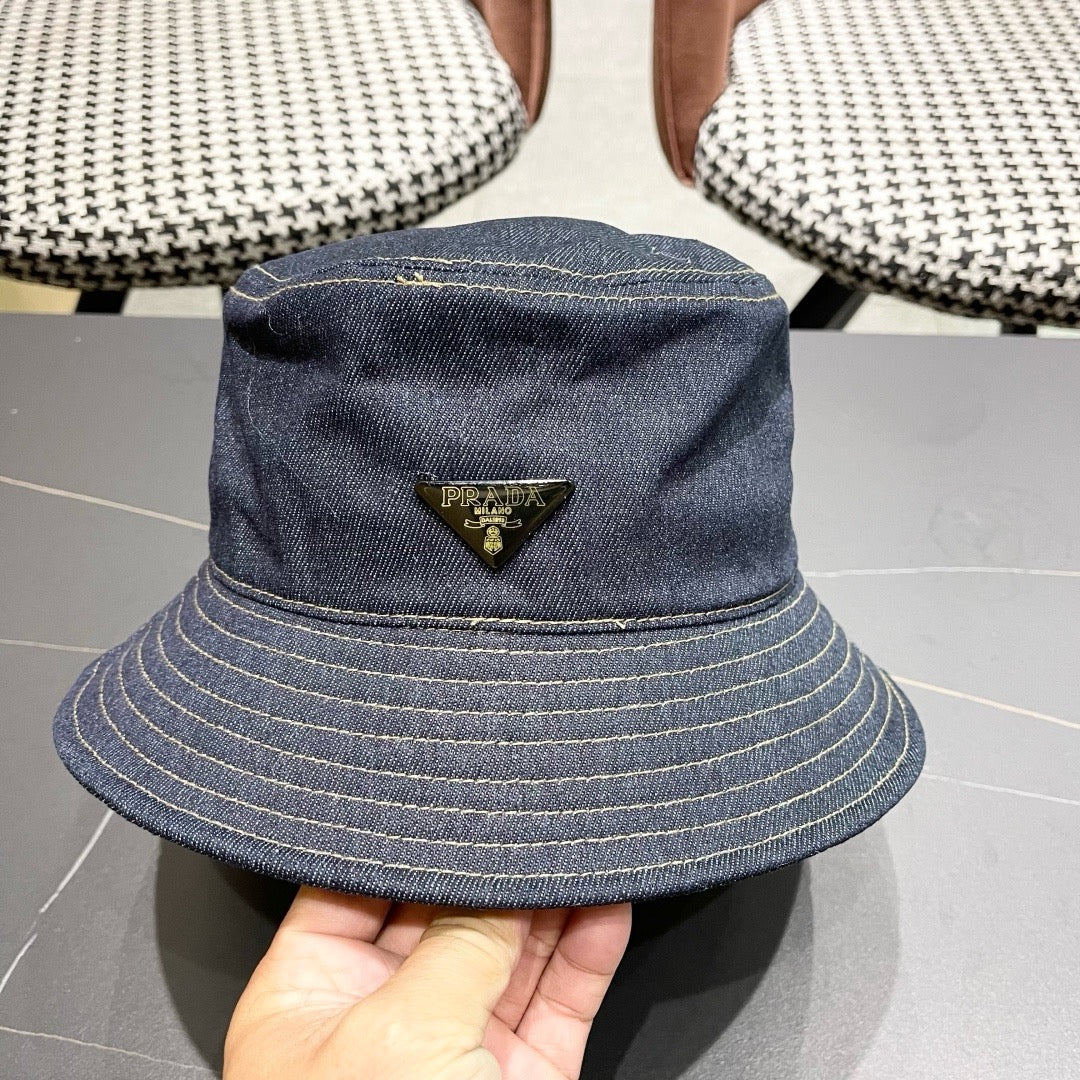 Prada Bucket Hat Blue Cotton 219148