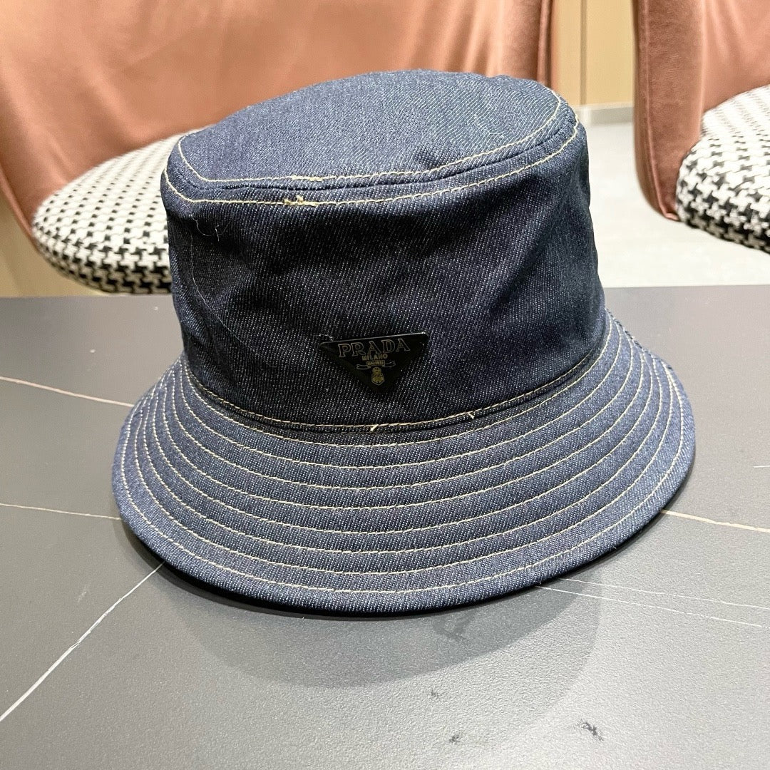 Prada Bucket Hat Blue Cotton 219148