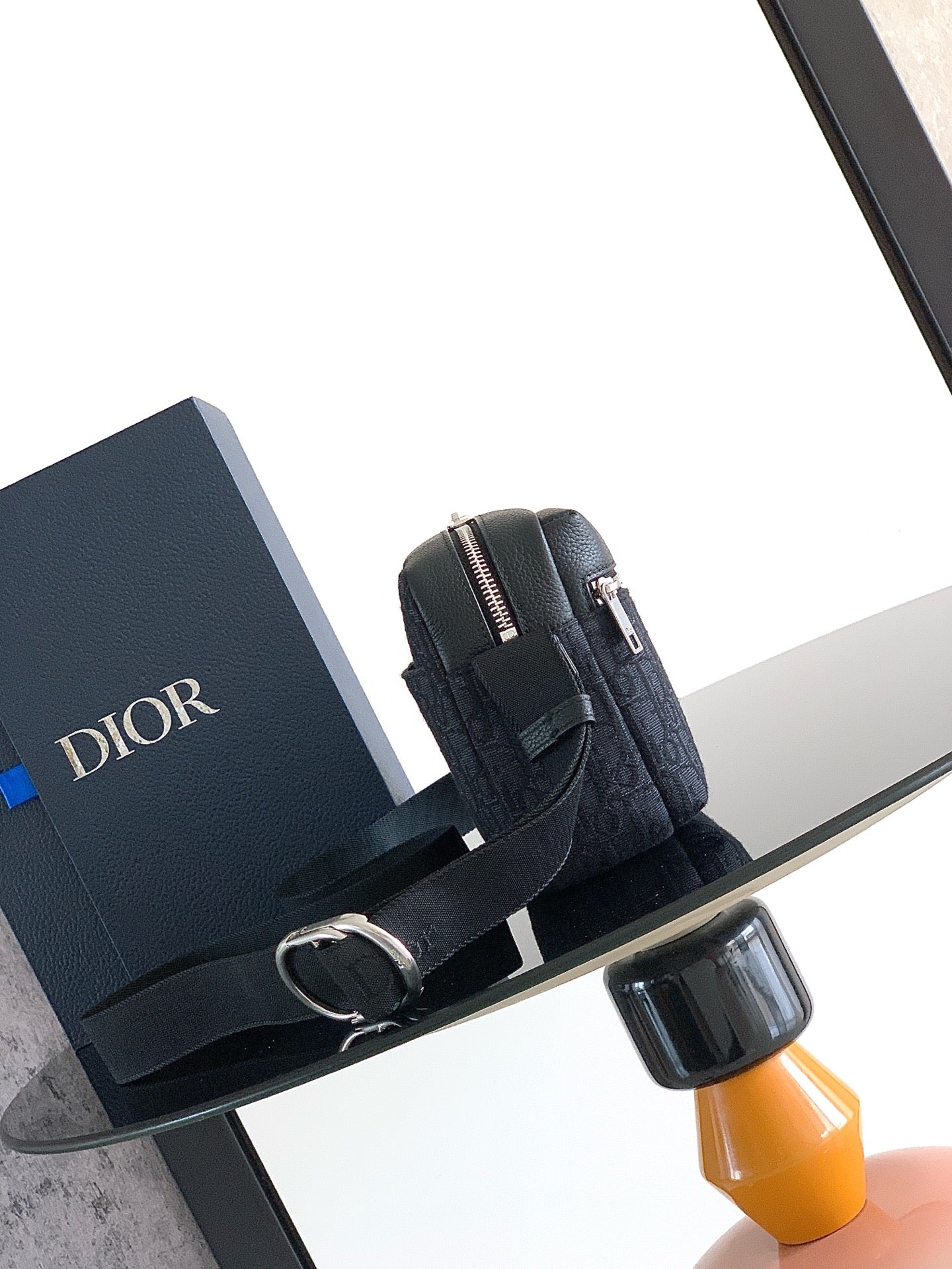 Dior 2026 Rider Zip-Up Messenger Bag 23cm Fabric And Grained Leather