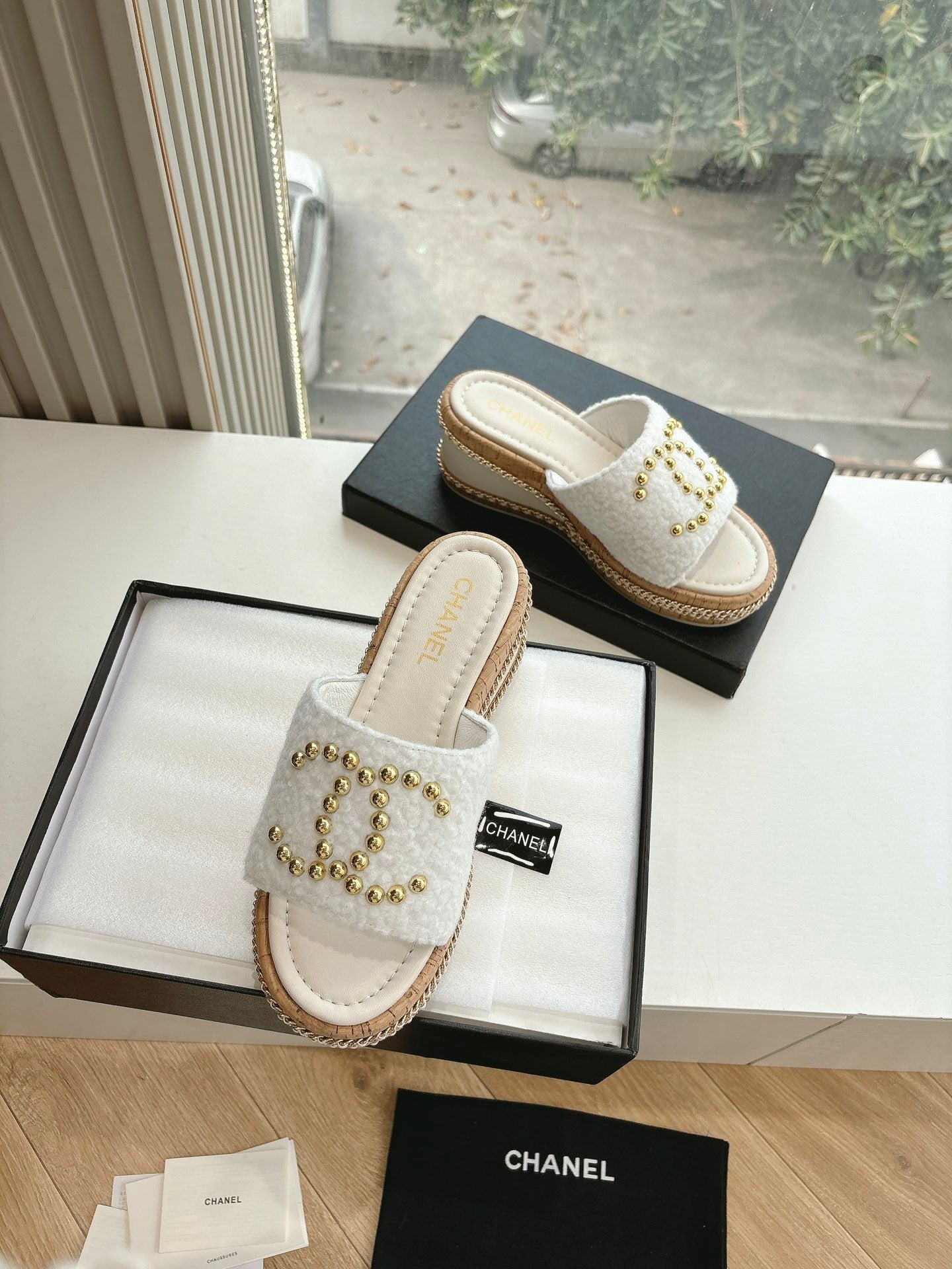 CC Sandals White 6cm Lambskin 202897