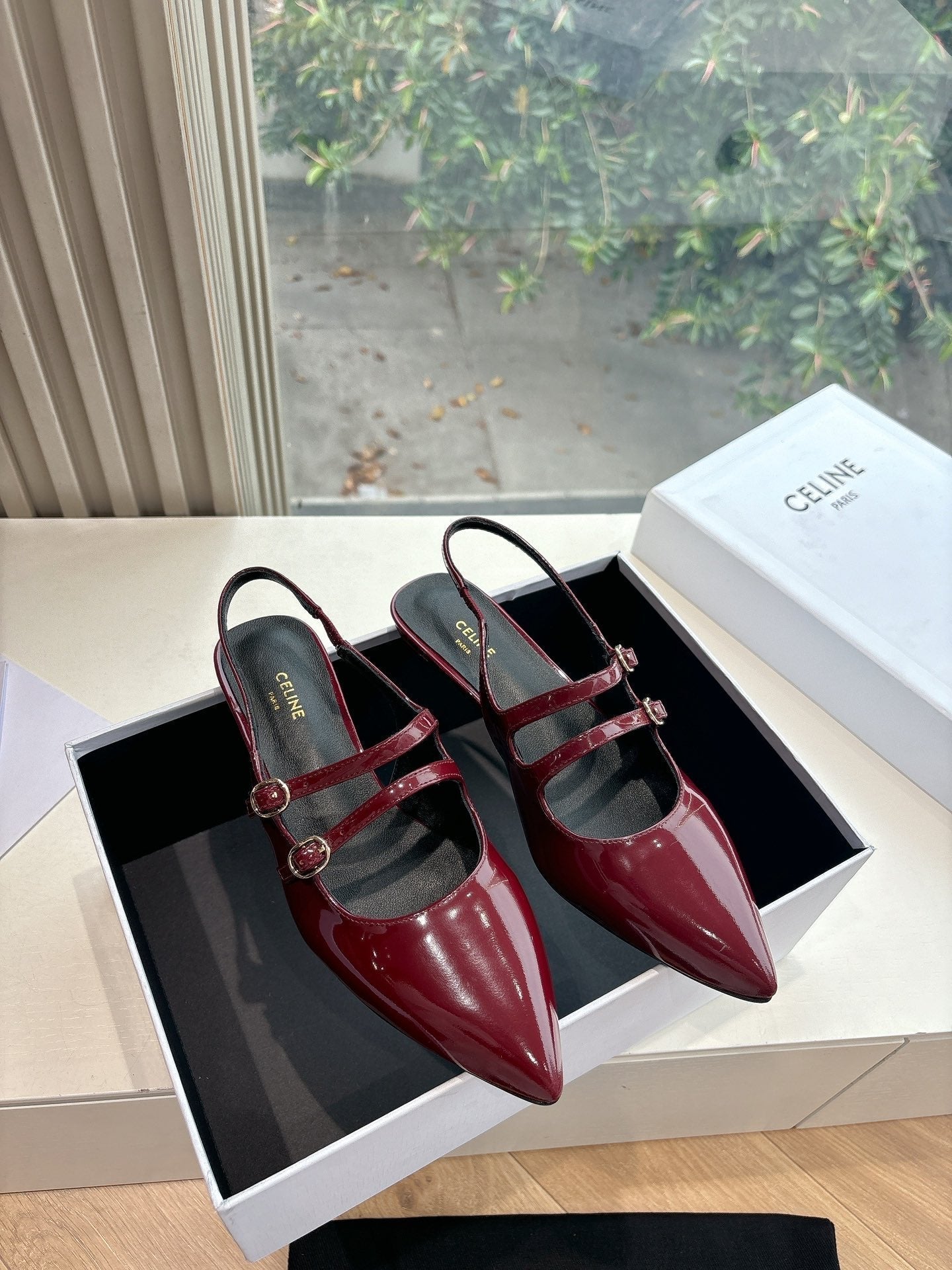 CELINE  Slingback Red Patent Leather 285947