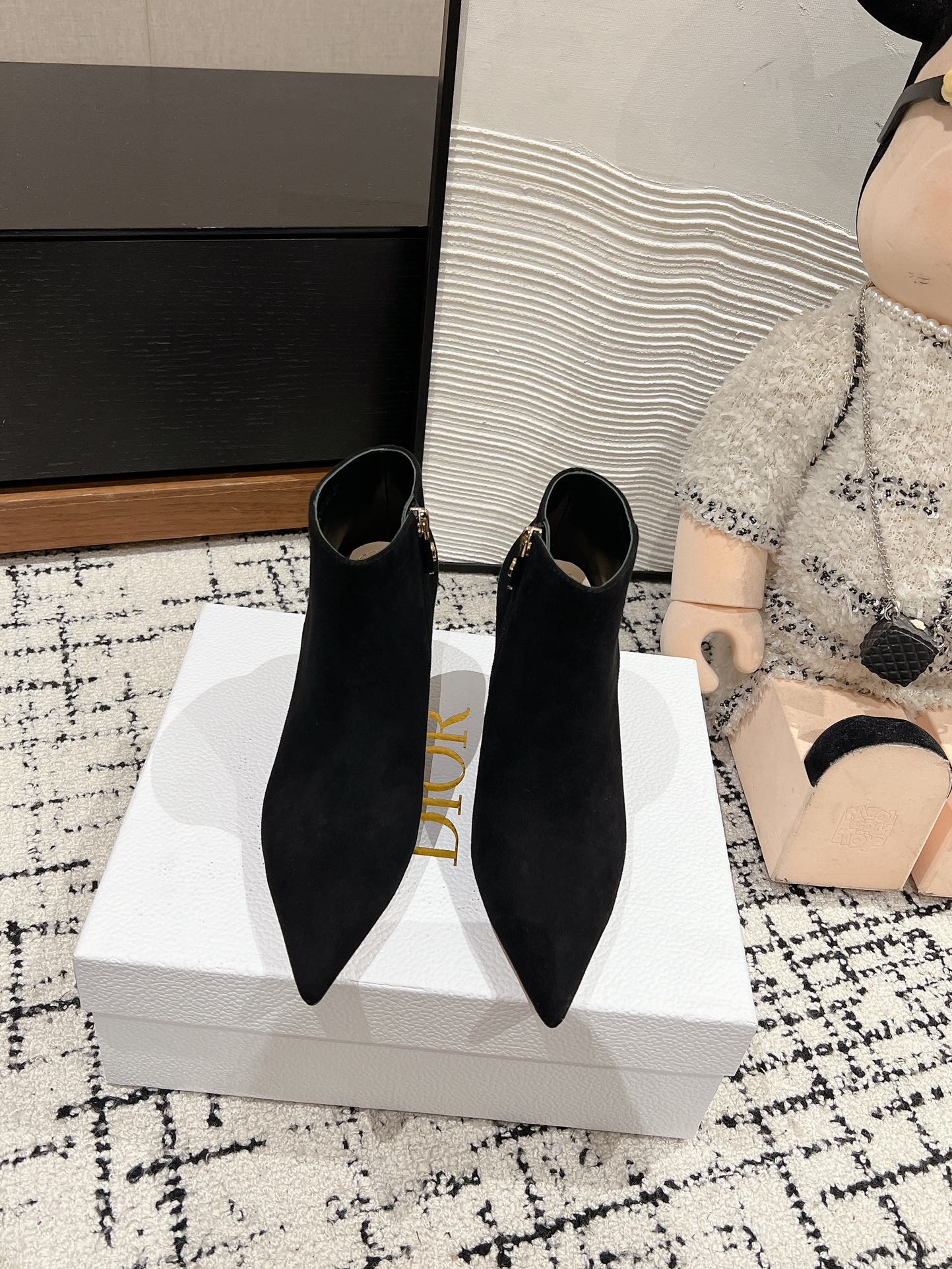 CD Tribales Heeled Ankle Boot 80mm In Black Suede  997059