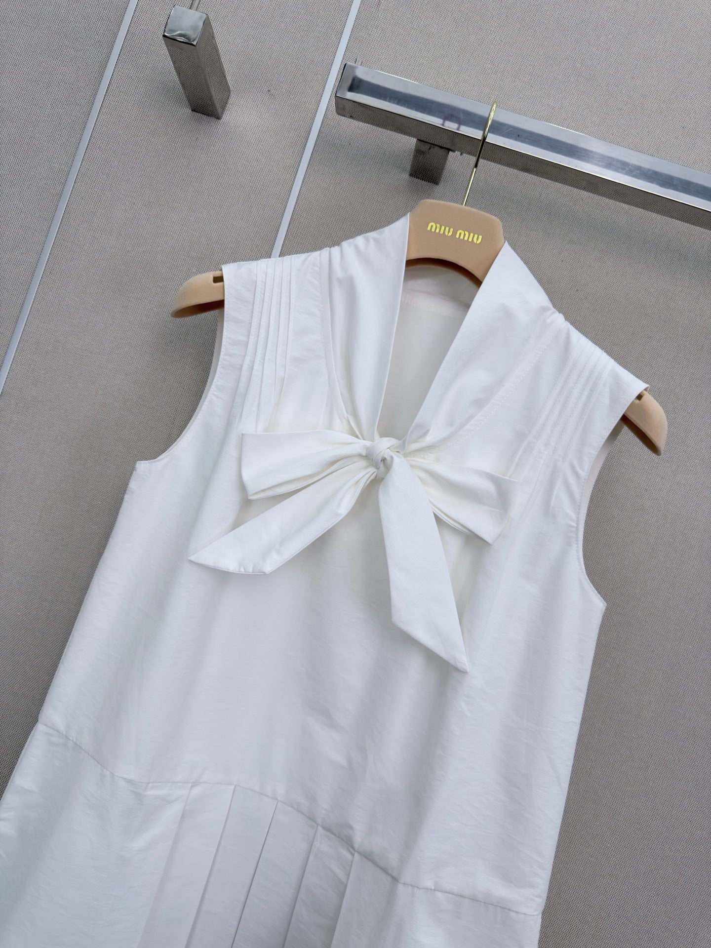 Miumiu 2026 Sleeveless Shirt Dress White Cotton 335323