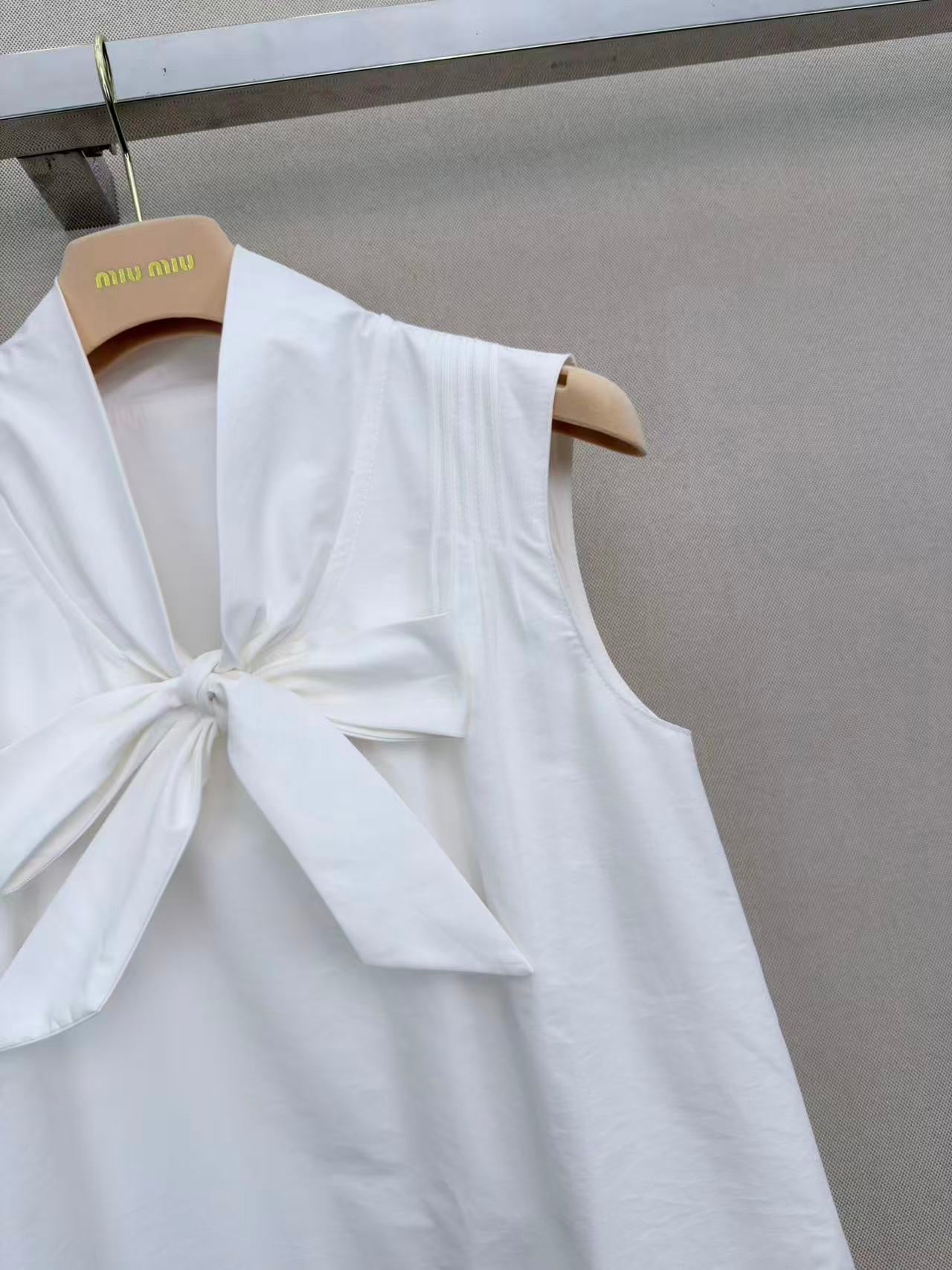 Miumiu 2026 Sleeveless Shirt Dress White Cotton 335323
