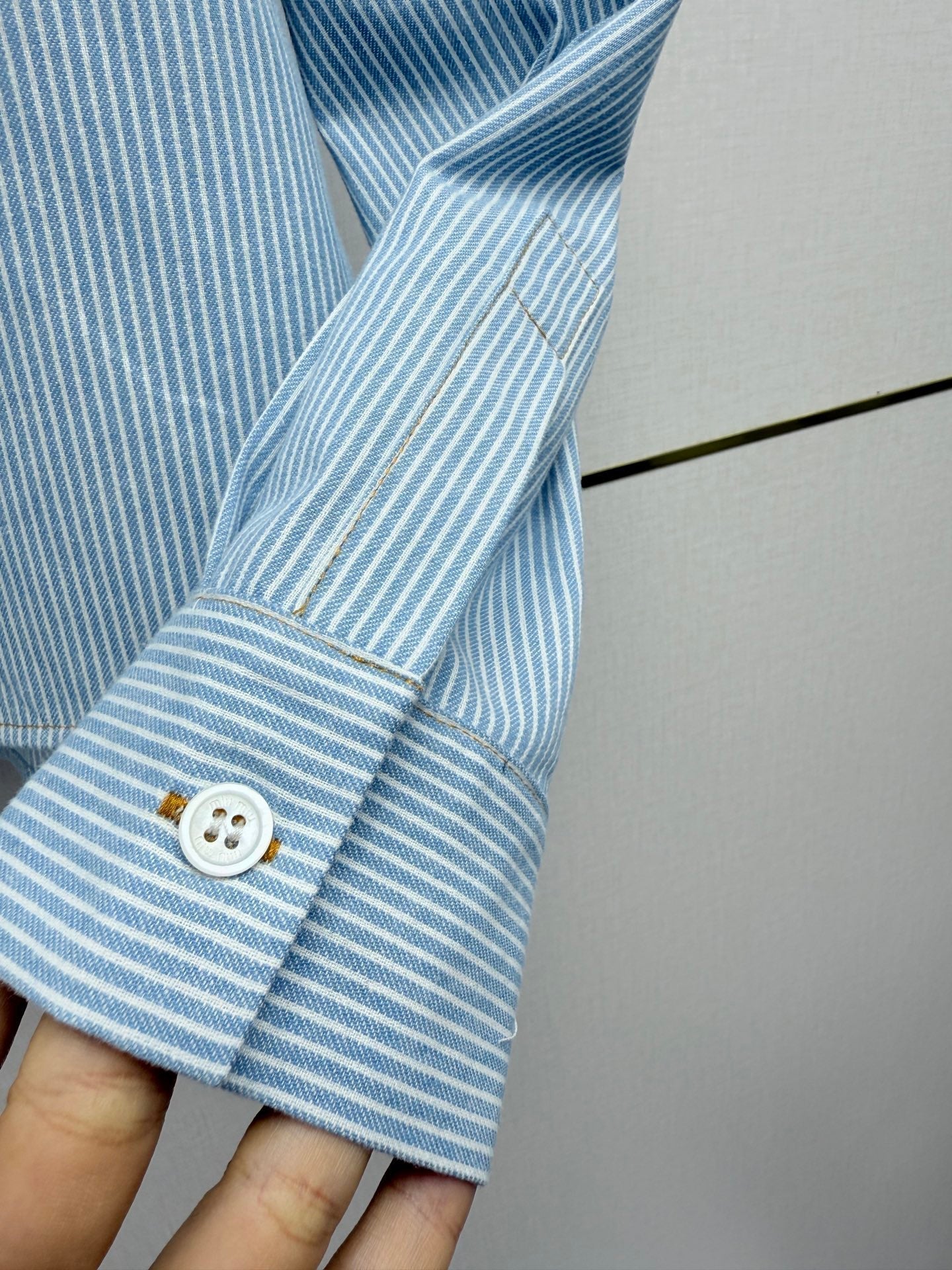 Miumiu 2026 Short-Sleeve Long-Sleeve Shirt Blue Cotton 351550