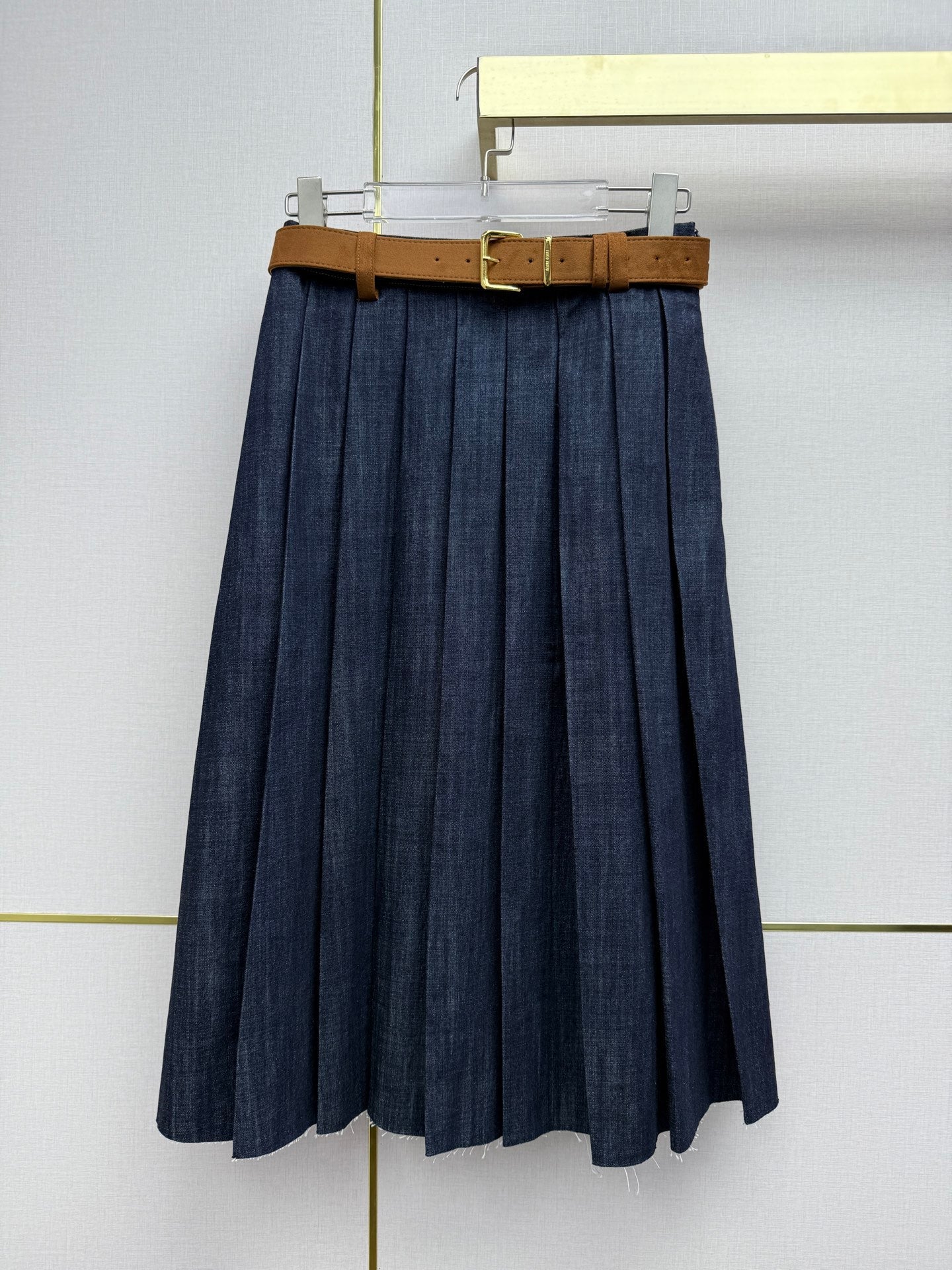 Miumiu 2026 Retro Denim Pleated Skirt Blue Cotton 351555