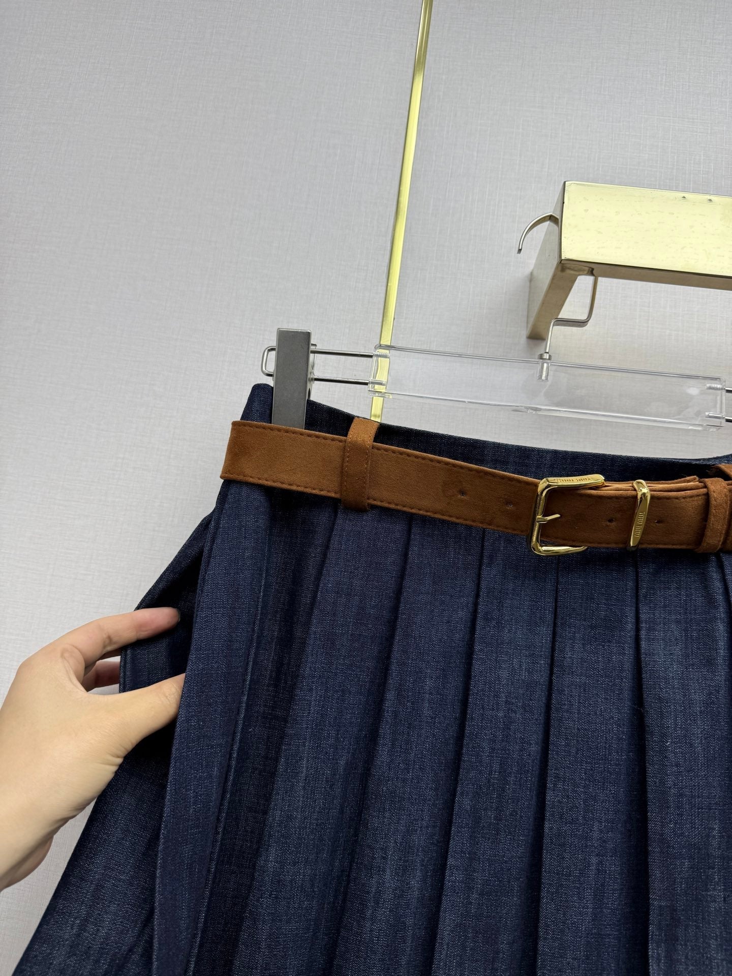 Miumiu 2026 Retro Denim Pleated Skirt Blue Cotton 351555