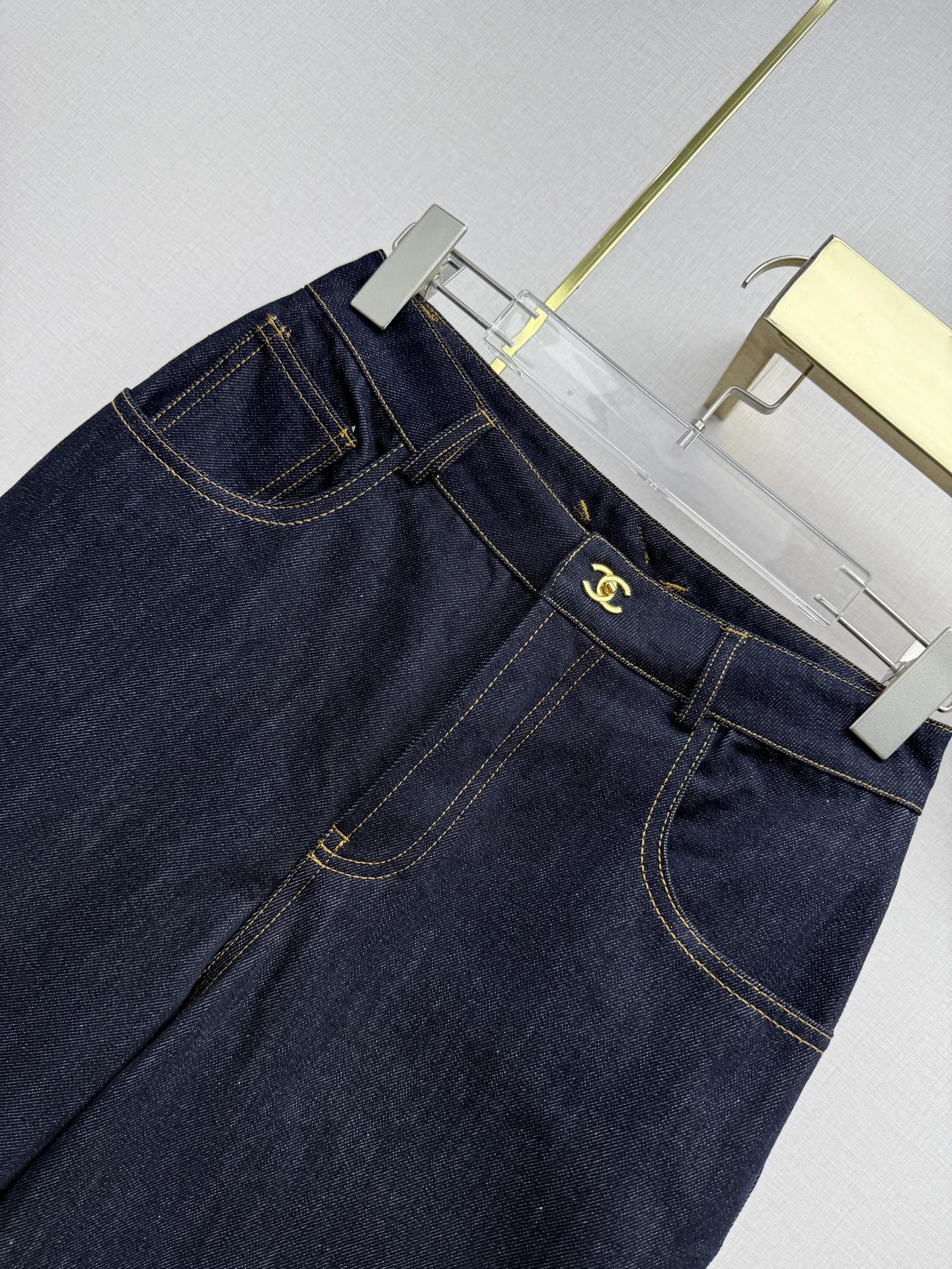 Chanel 2026 Straight Leg Jeans Navy Blue Cotton 365077