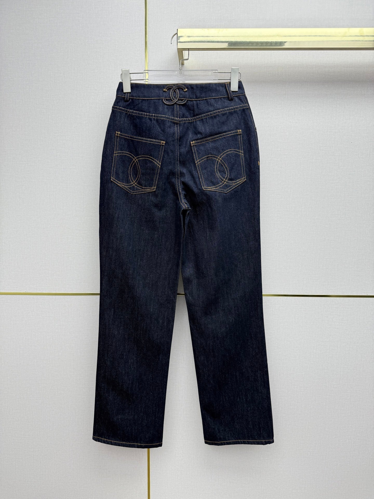Chanel 2026 Straight Leg Jeans Navy Blue Cotton 365077