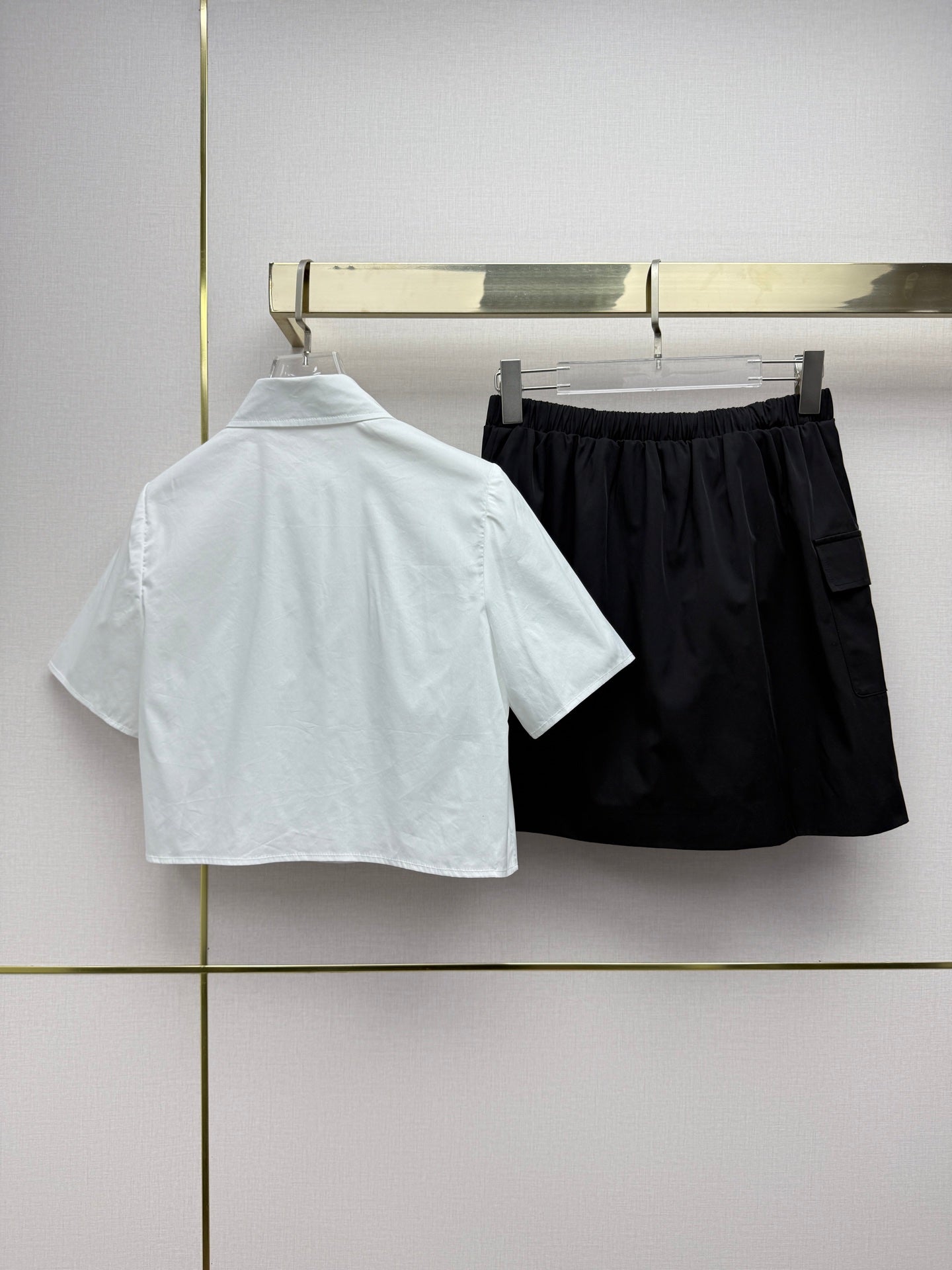 Prada 2026 Short Shirt With Skirt Set Cotton 393360