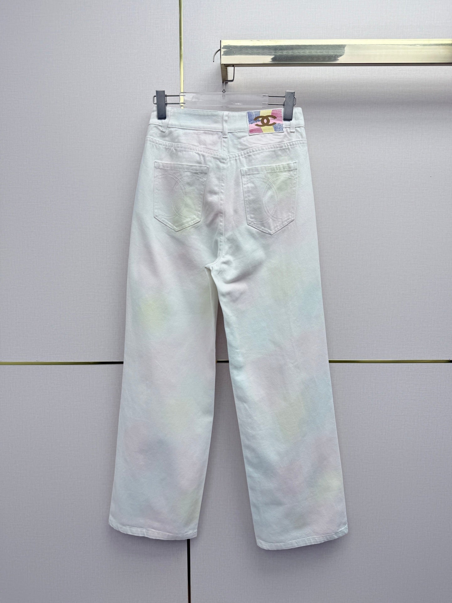 Chanel 2026 Straight Leg Jeans White Cotton 324269