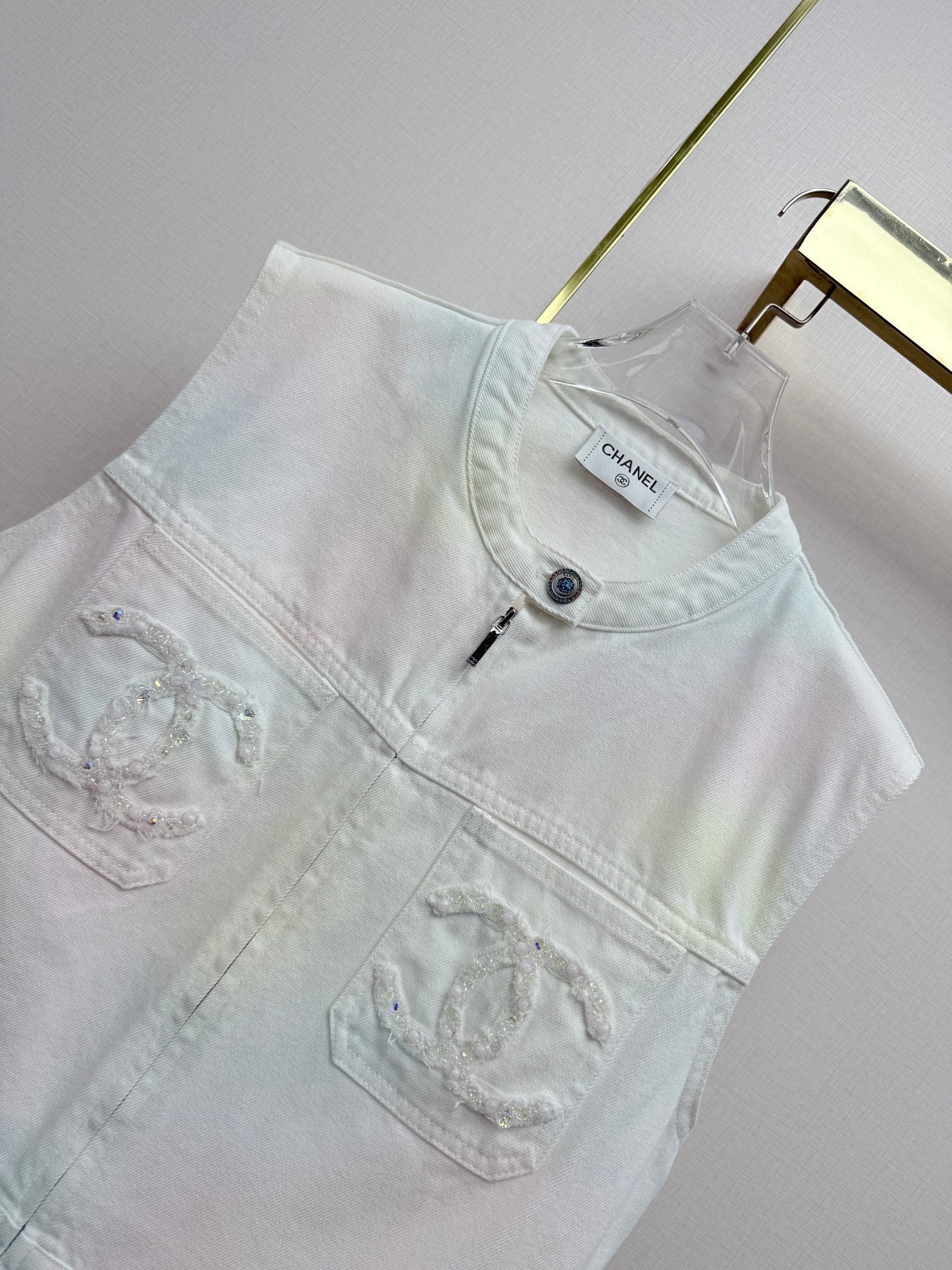 Chanel 2026 Denim Vest Jacket White Cotton 317920