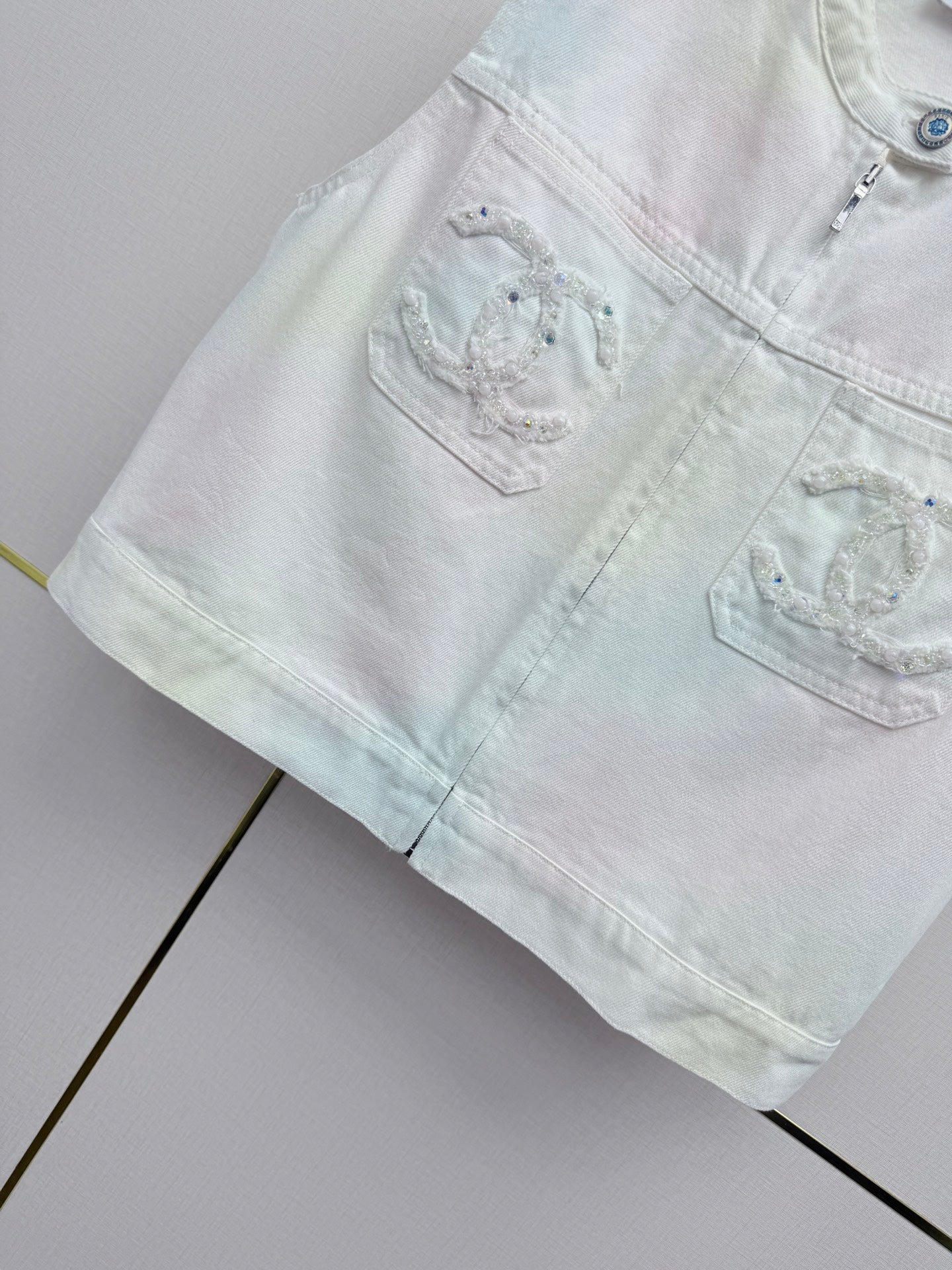 Chanel 2026 Denim Vest Jacket White Cotton 317920