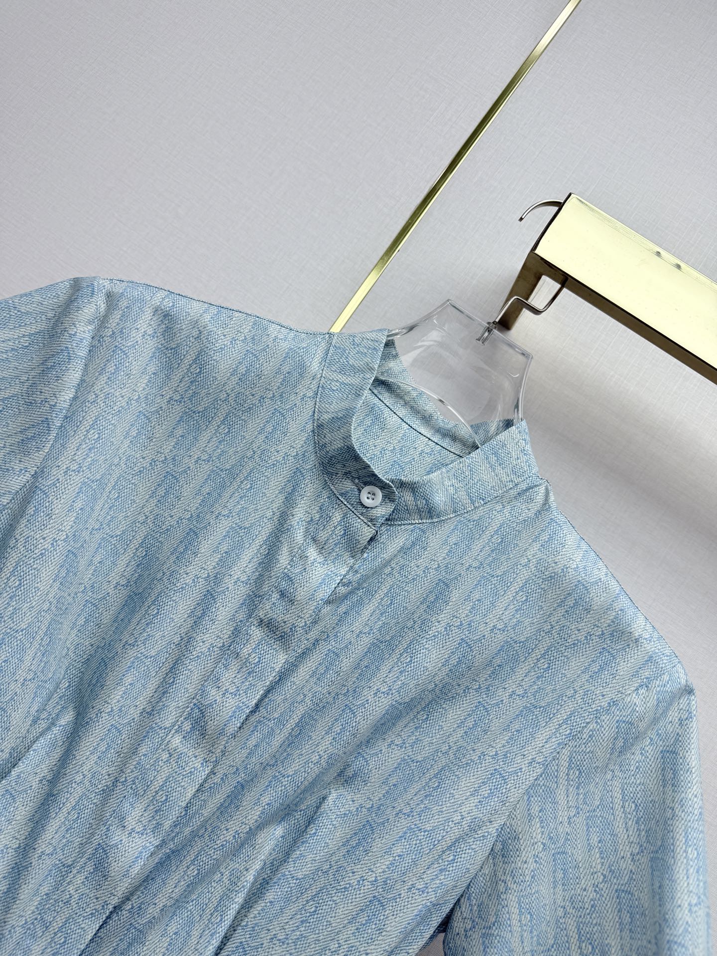 Dior 2026 Stand Collar Dress Blue Cotton 380424