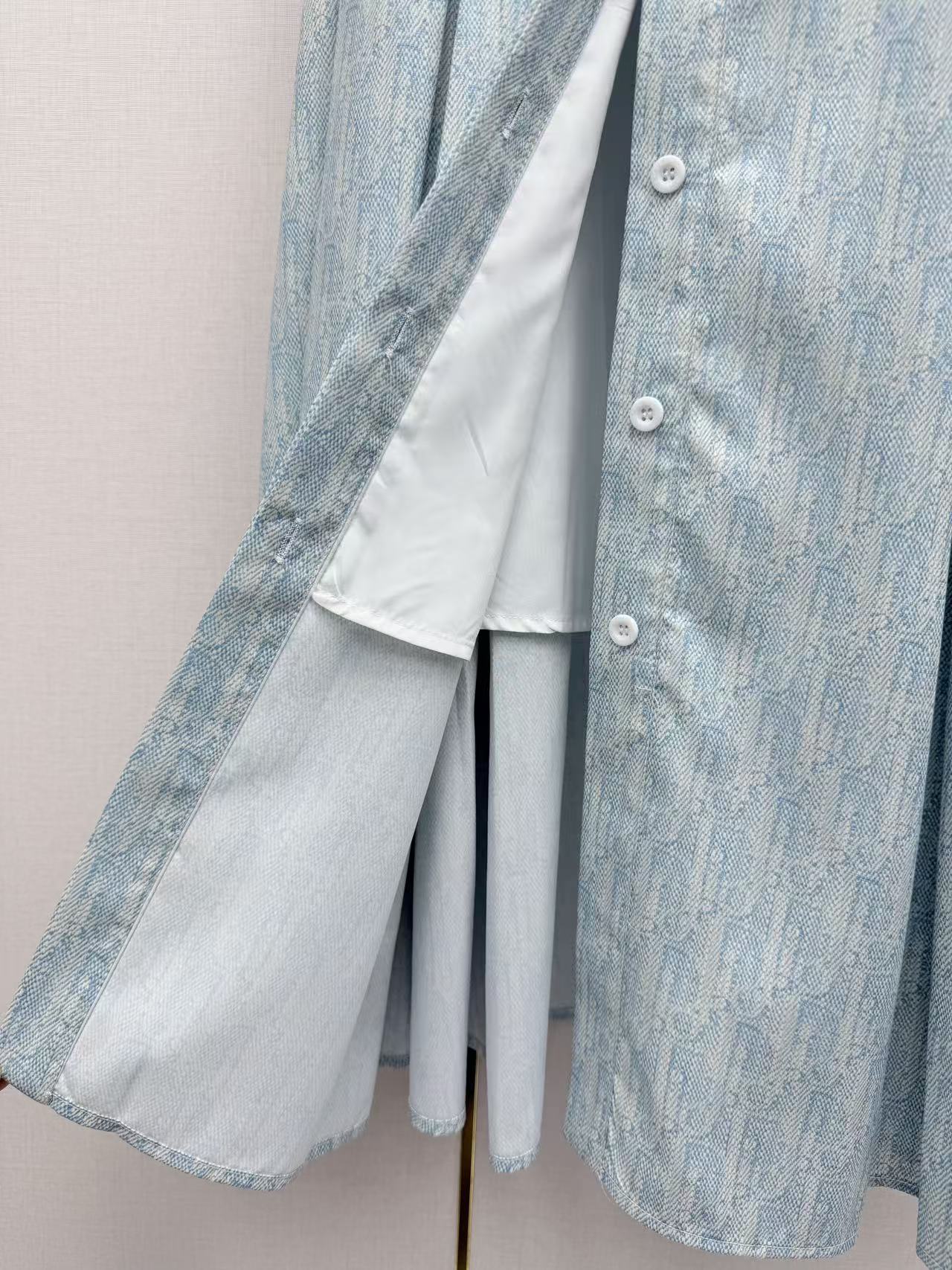 Dior 2026 Stand Collar Dress Blue Cotton 380424