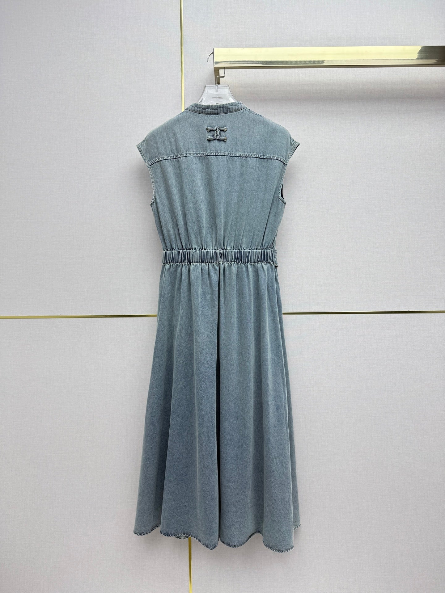 Chanel 2026 Denim V-Neck Dress Cotton 389413