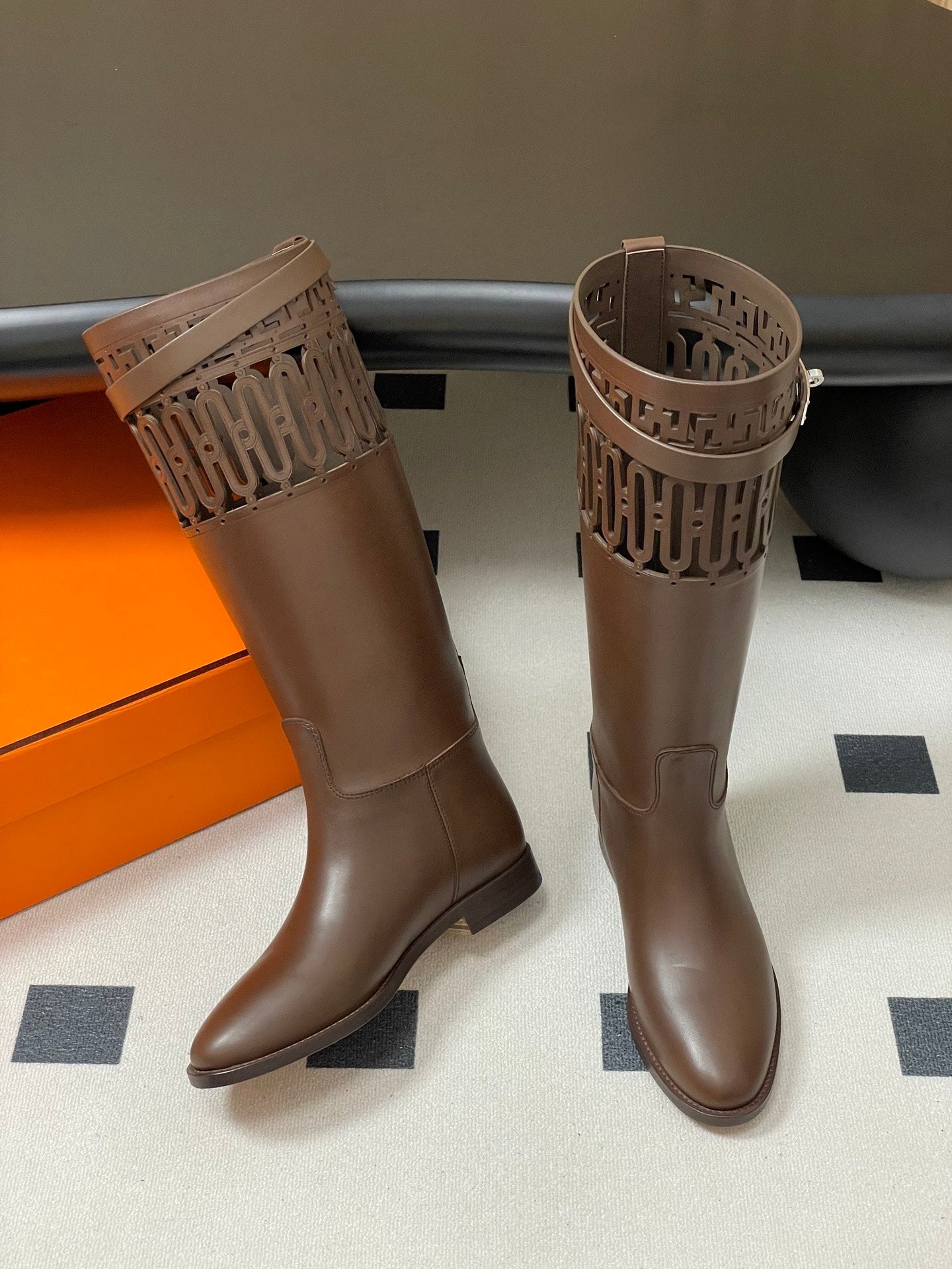 HM Jumping Boots Dark Brown Kelly Buckle Calfskin 423262