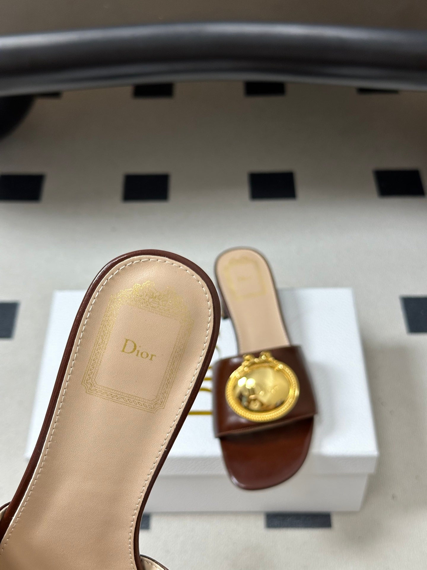 Dior 2026 D-Club Retro CD Letter Metal Buckle Sandals 45mm Leather 846977
