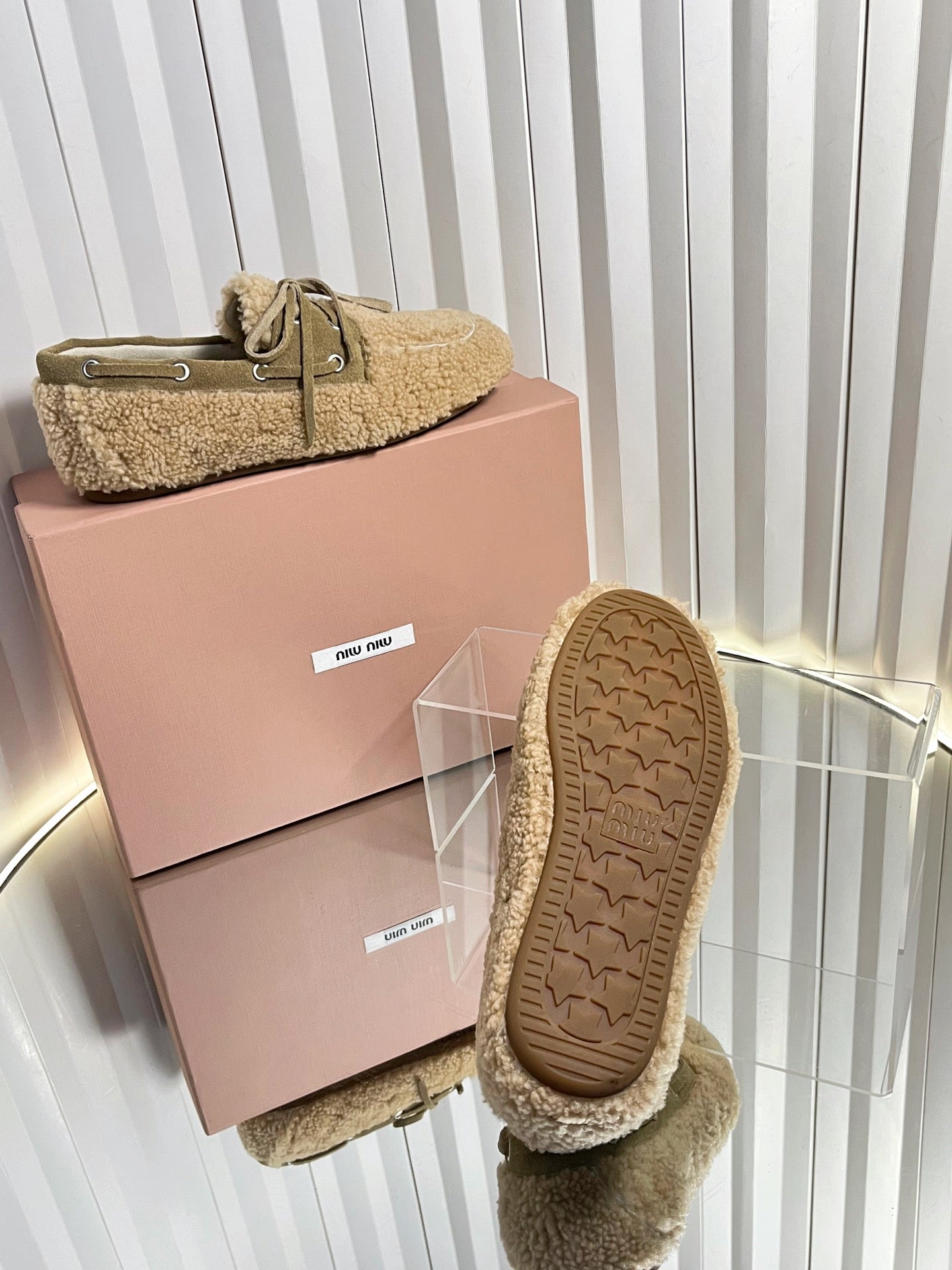 Miumiu 25 Loafer Beige Wool 548415