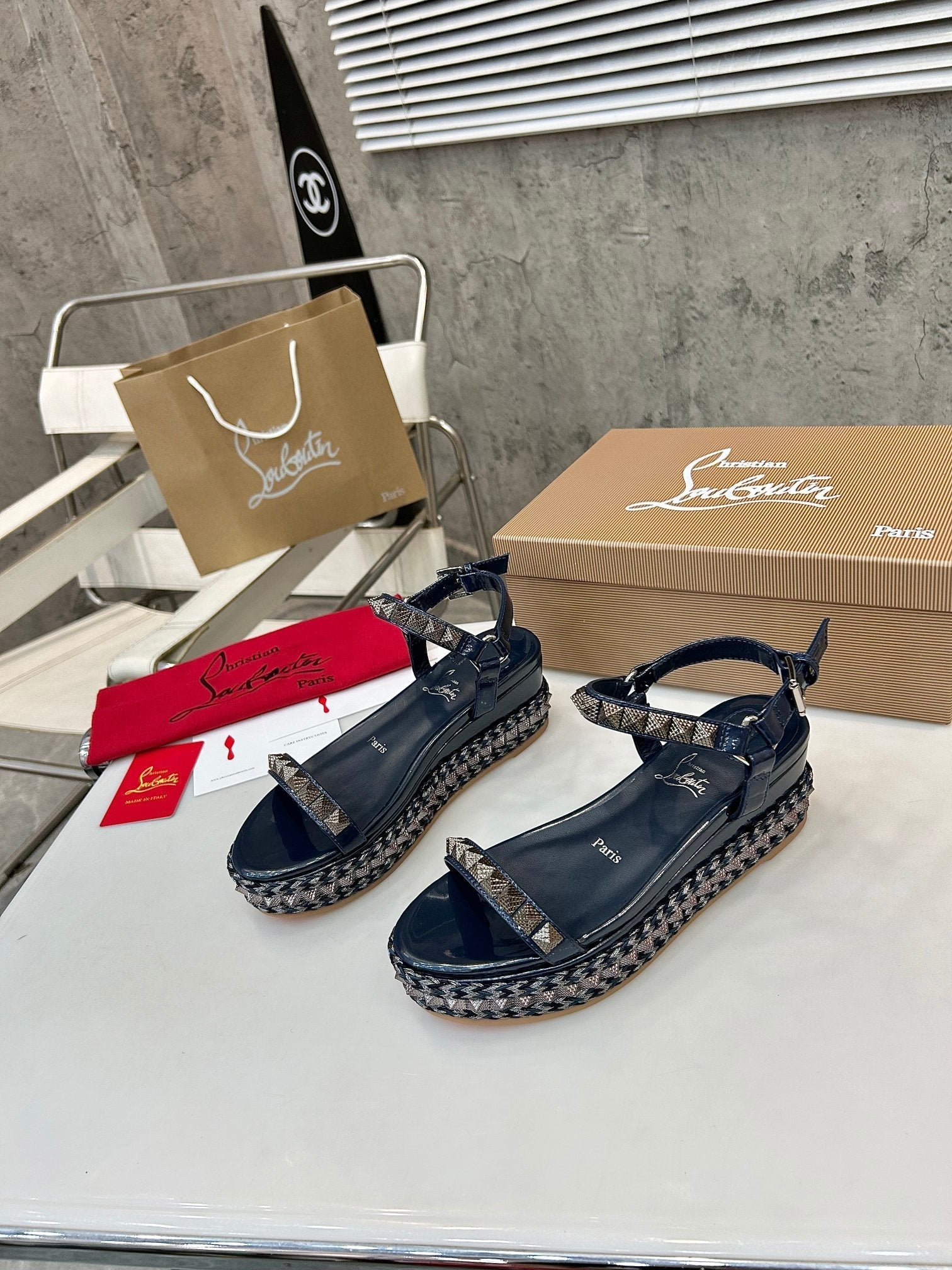 Christian Louboutin 2026 Pyraclou 60mm Wedge Sandals Leather 784246
