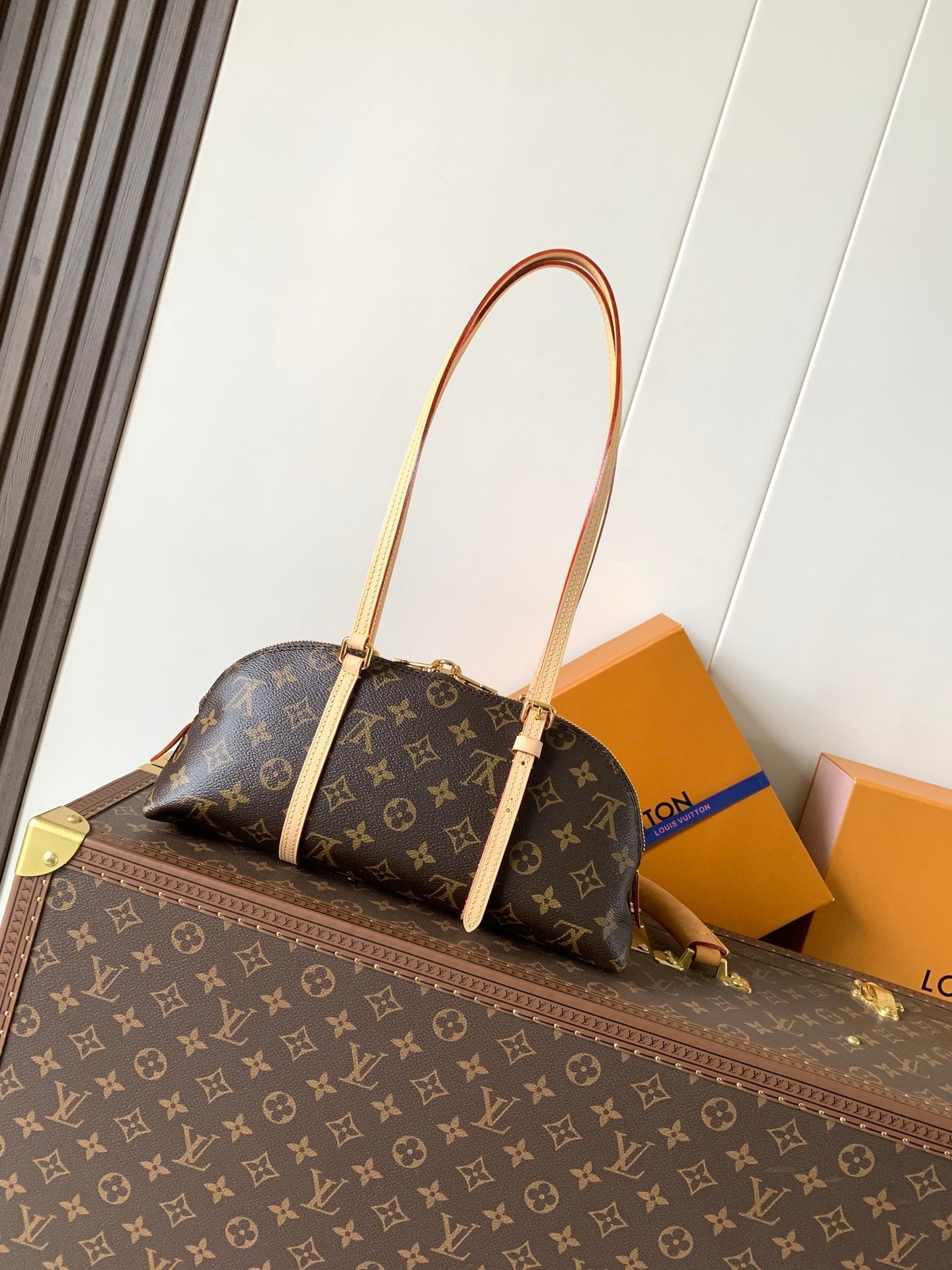 Louis Vuitton 2026 Squire East West 29cm Brown Beige Monogram Canvas Leather