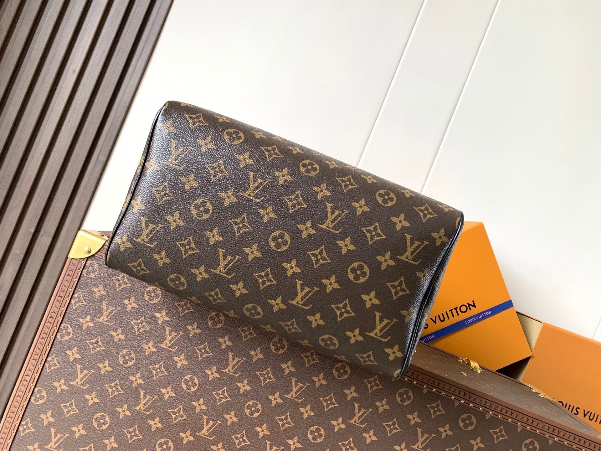 LV 2026 Speedy Soft Bag 30cm Brown Black Canvas Cowhide 364270