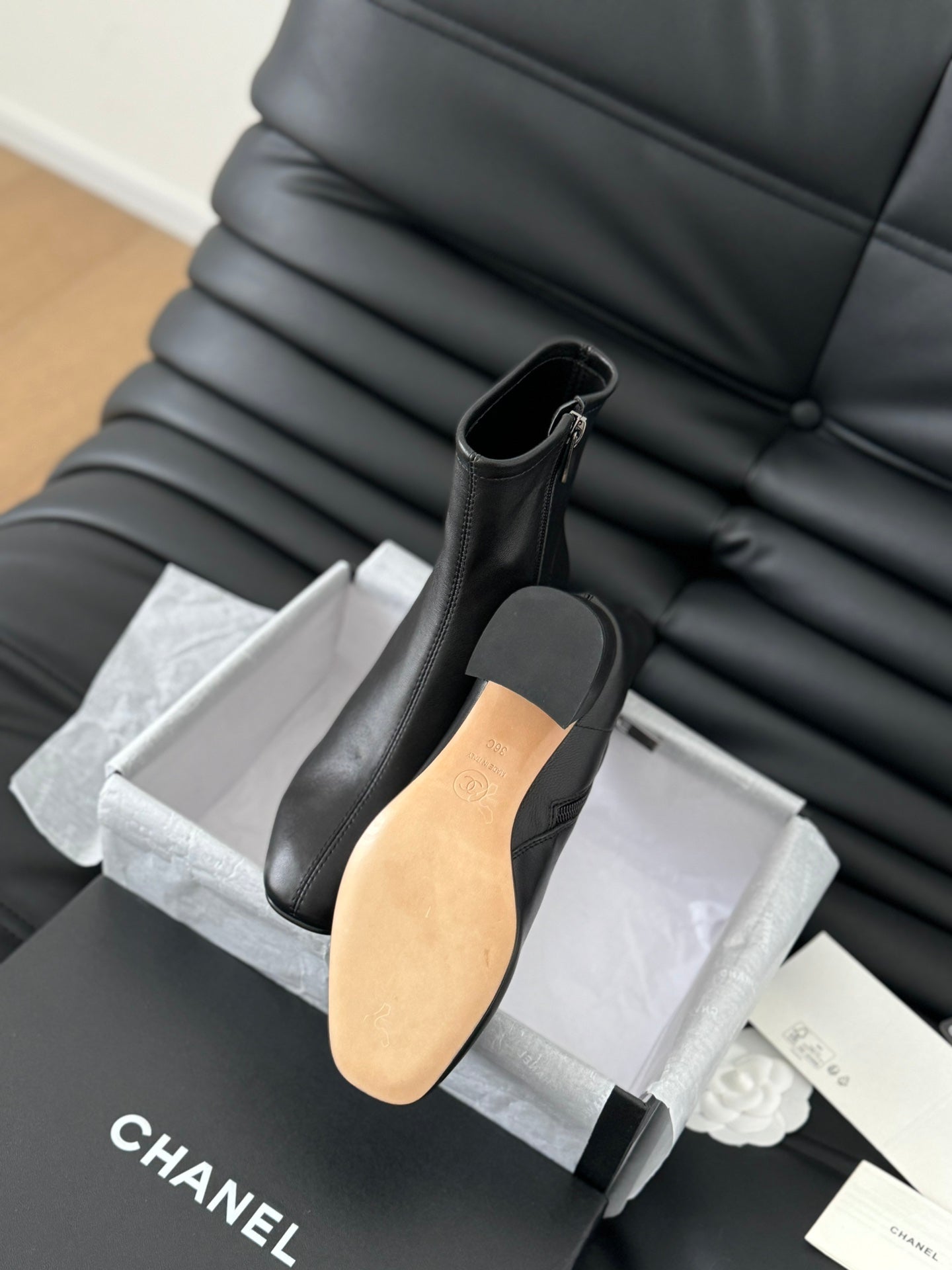 CC Ankle Boot Black Calfskin