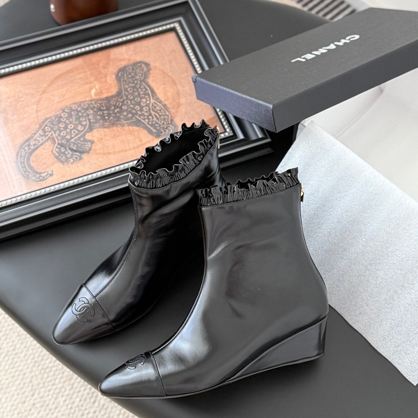 CC 25 Mary Jane boots black patent sheepskin 458772