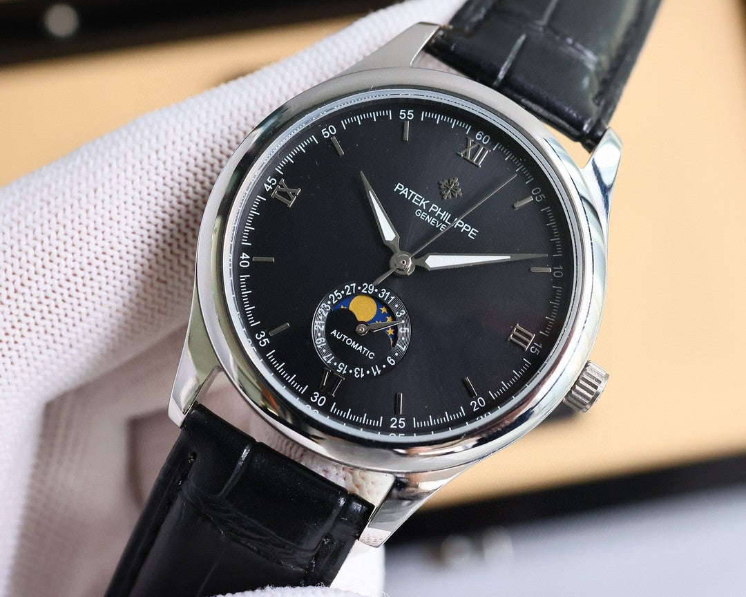 Patek Philippe Annual Calendar 40mm Black Dial Black Leather Strap