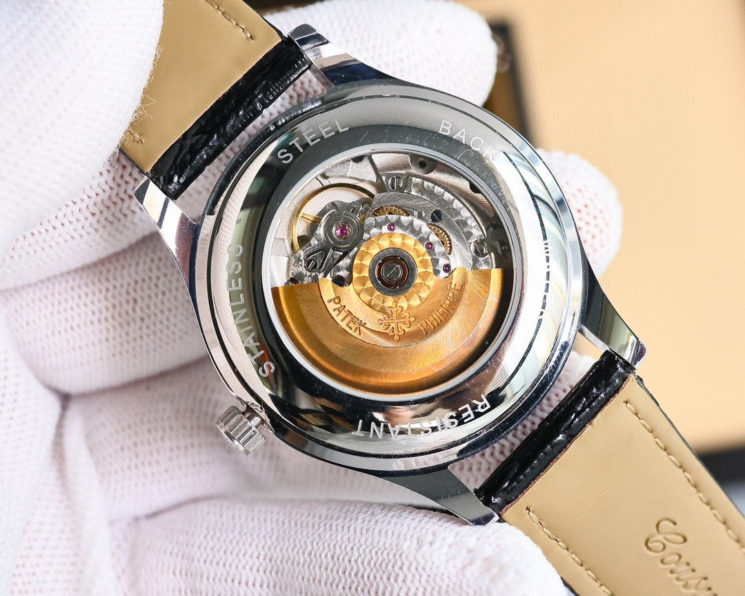 Patek Philippe Annual Calendar 40mm Silver Dial Black Leather Strap