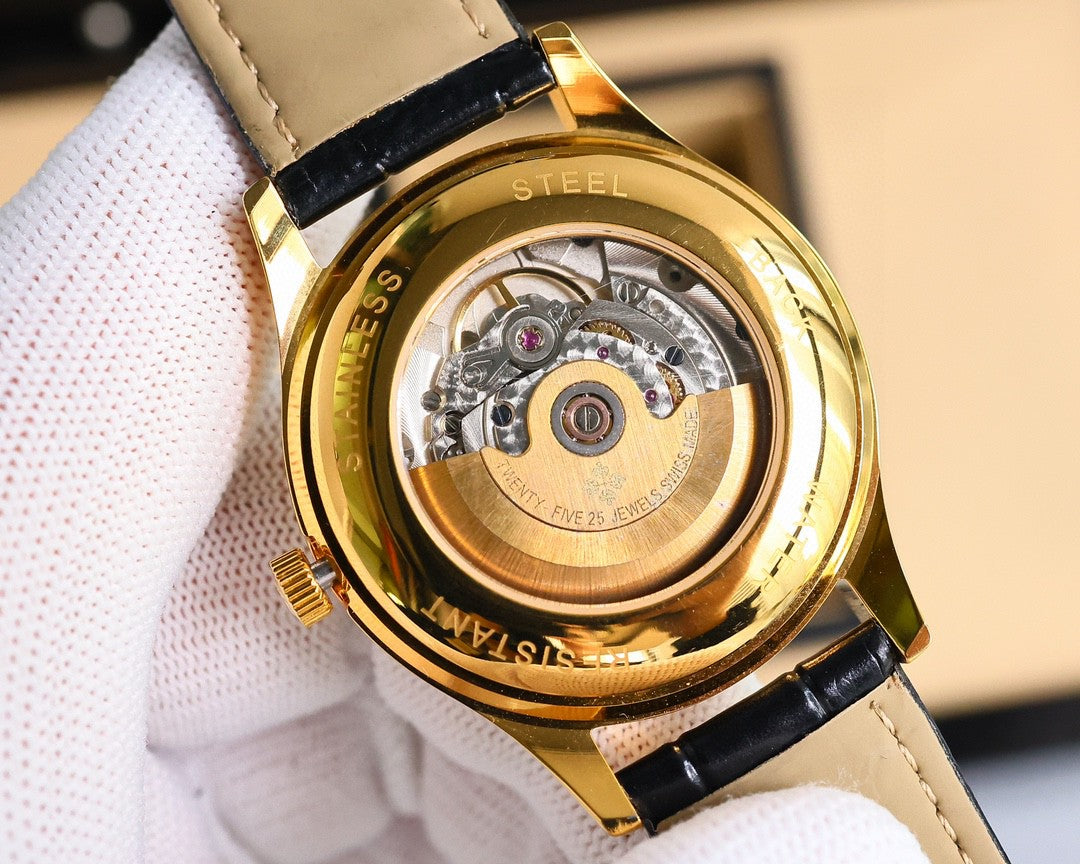 Patek Philippe Annual Calendar 40mm Gold Case Black Leather Strap