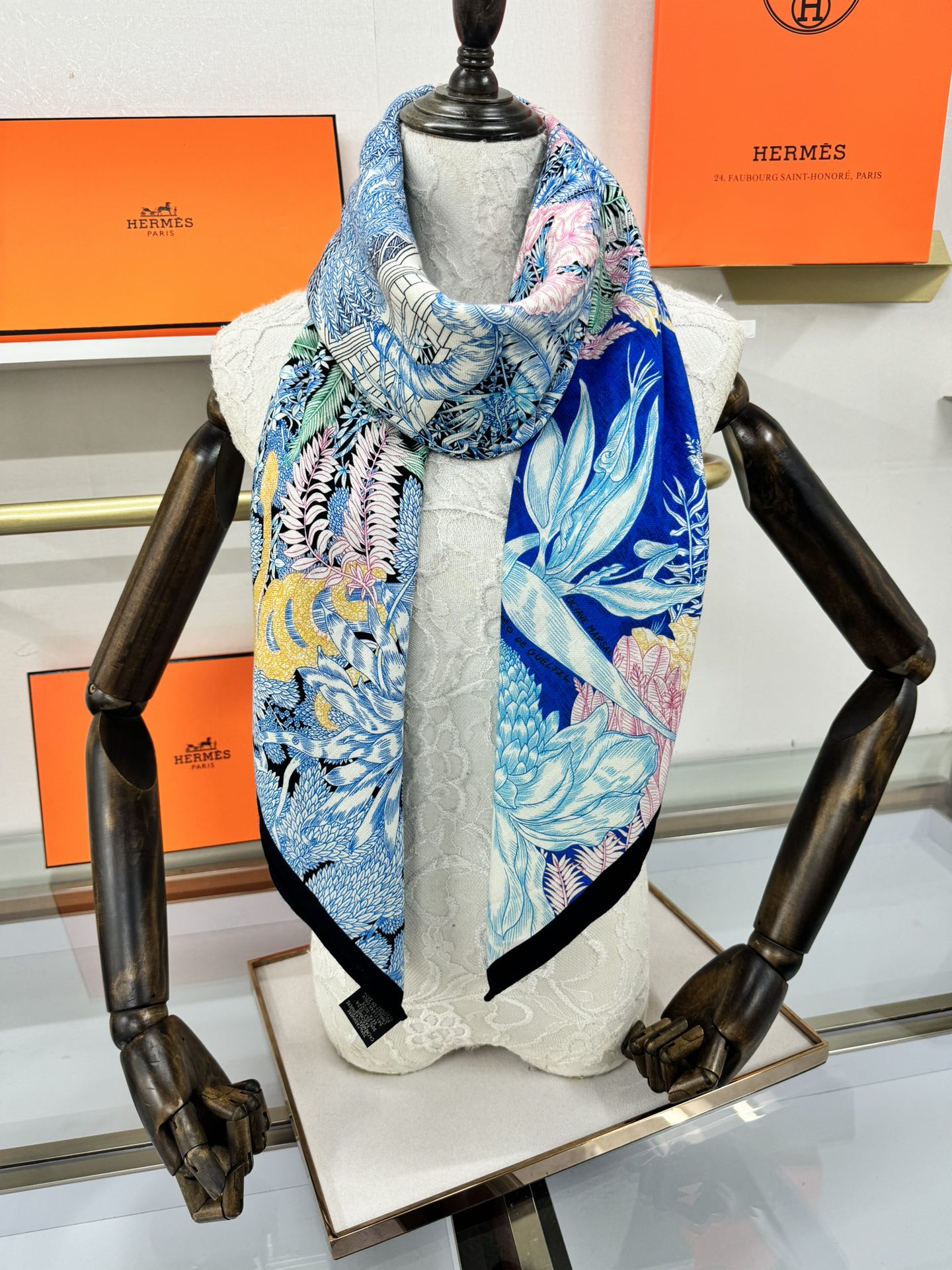 FAUBOURG TROPICAL SHAWL 140 CM IN COLORFUL CASHMERE AND SILK 379770