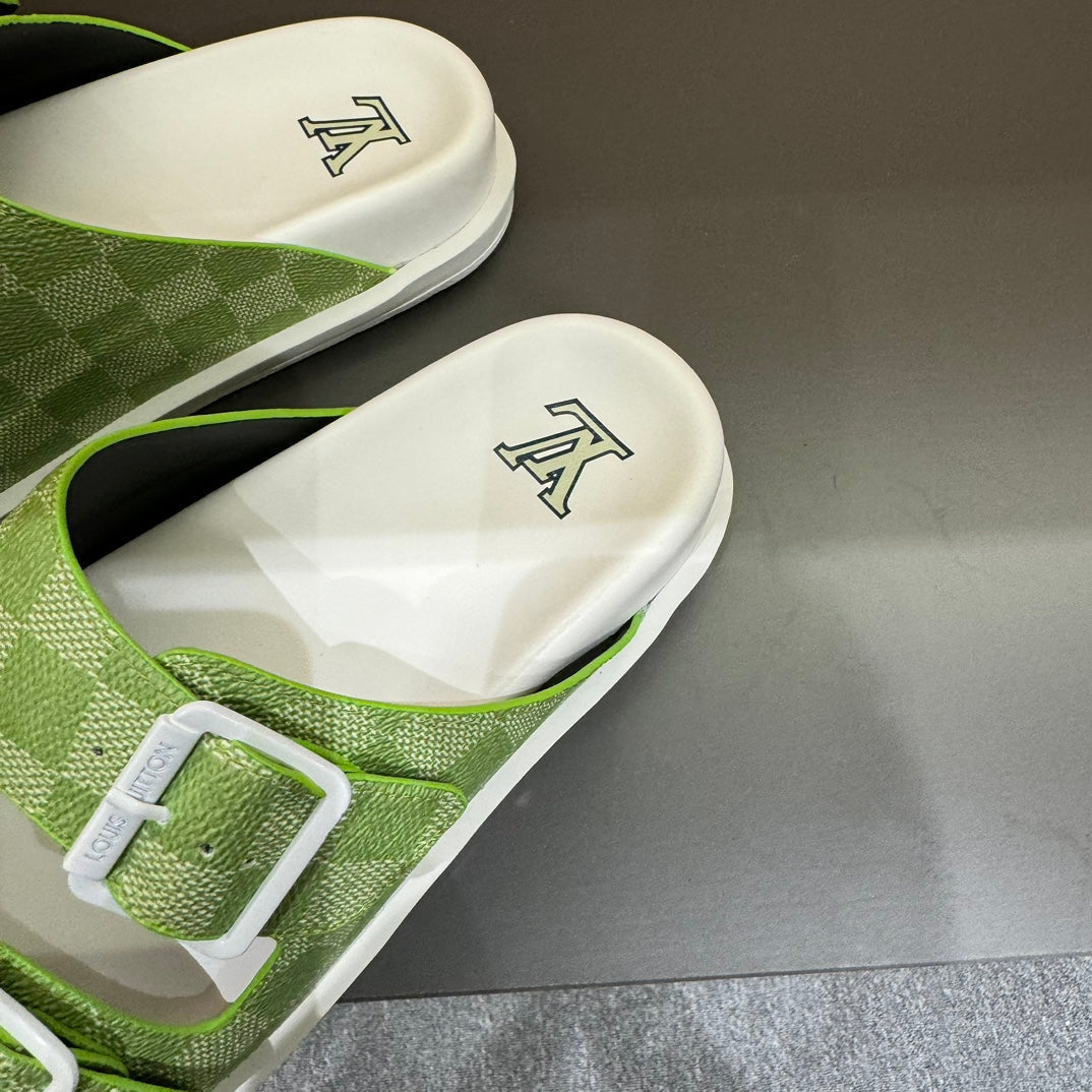 LV DAD SANDAL PEAR GREEN DAMIER CALFSKIN