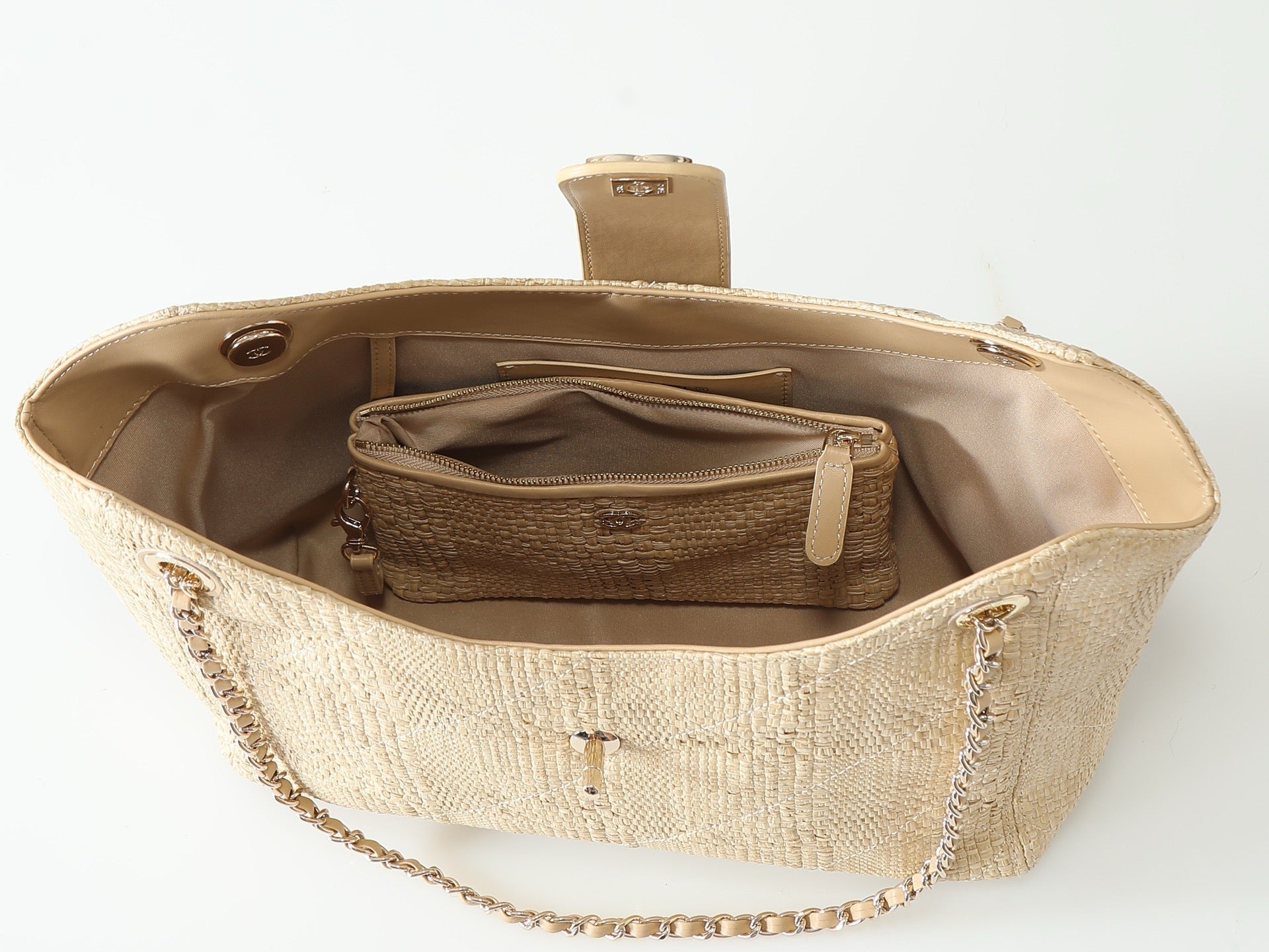 Chanel 2026 Shopping Bag Braided Raffia Beige Woven Leather