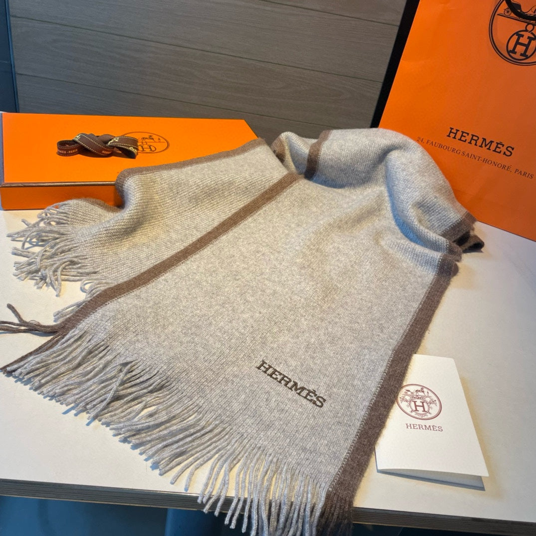 Scarf 180 CM In Grey Mix Brown Cashmere 376518