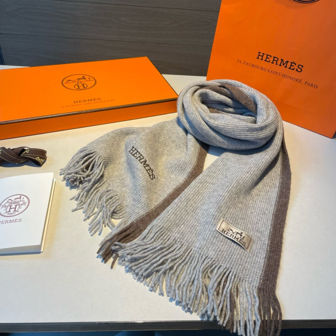 Scarf 180 CM In Grey Mix Brown Cashmere 376518