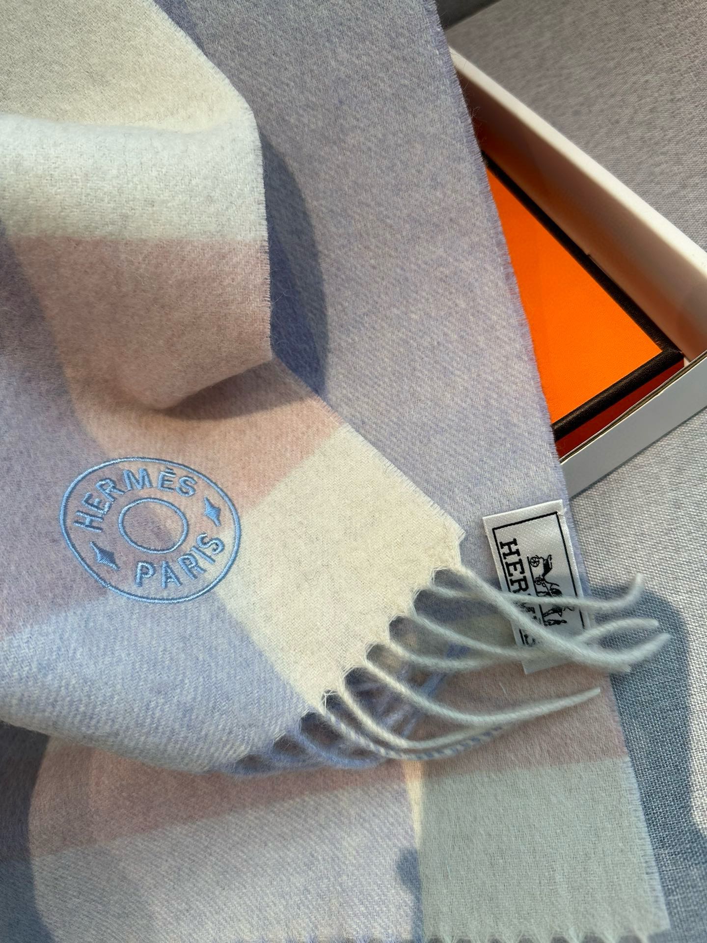 Scarf 180 CM In Light Blue Mix White Light Pink Cashmere 381231
