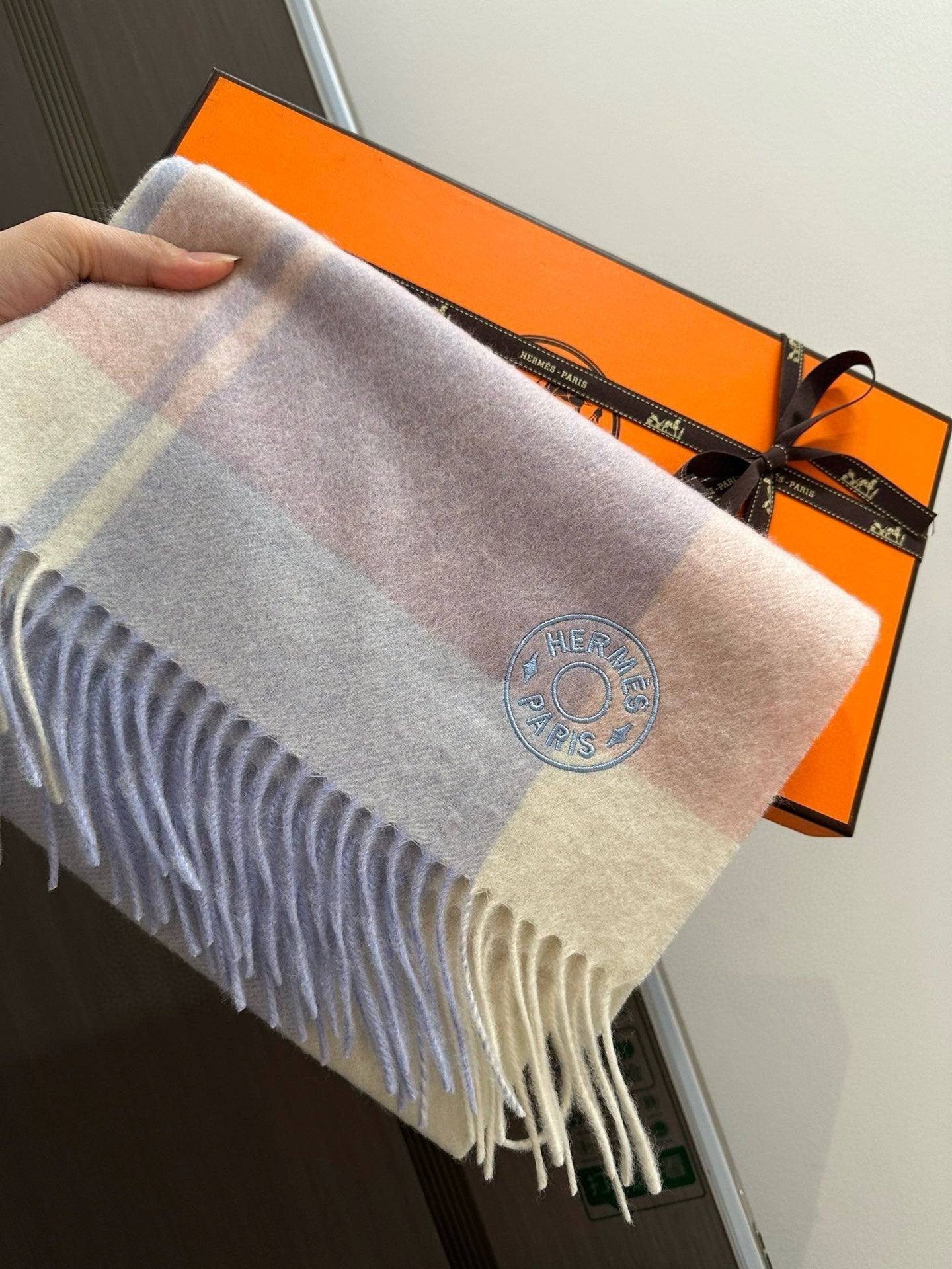 Scarf 180 CM In Light Blue Mix White Light Pink Cashmere 381231