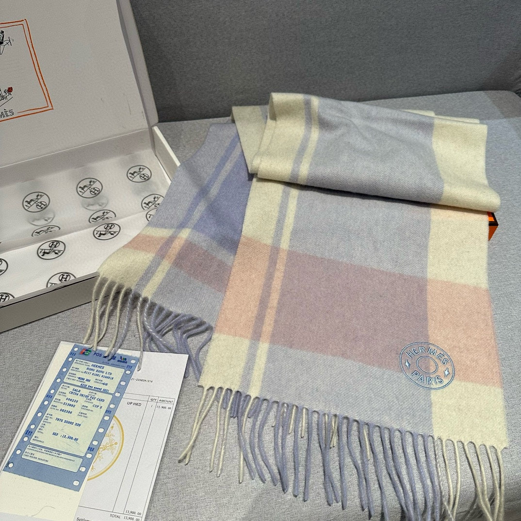 Scarf 180 CM In Light Blue Mix White Light Pink Cashmere 381231